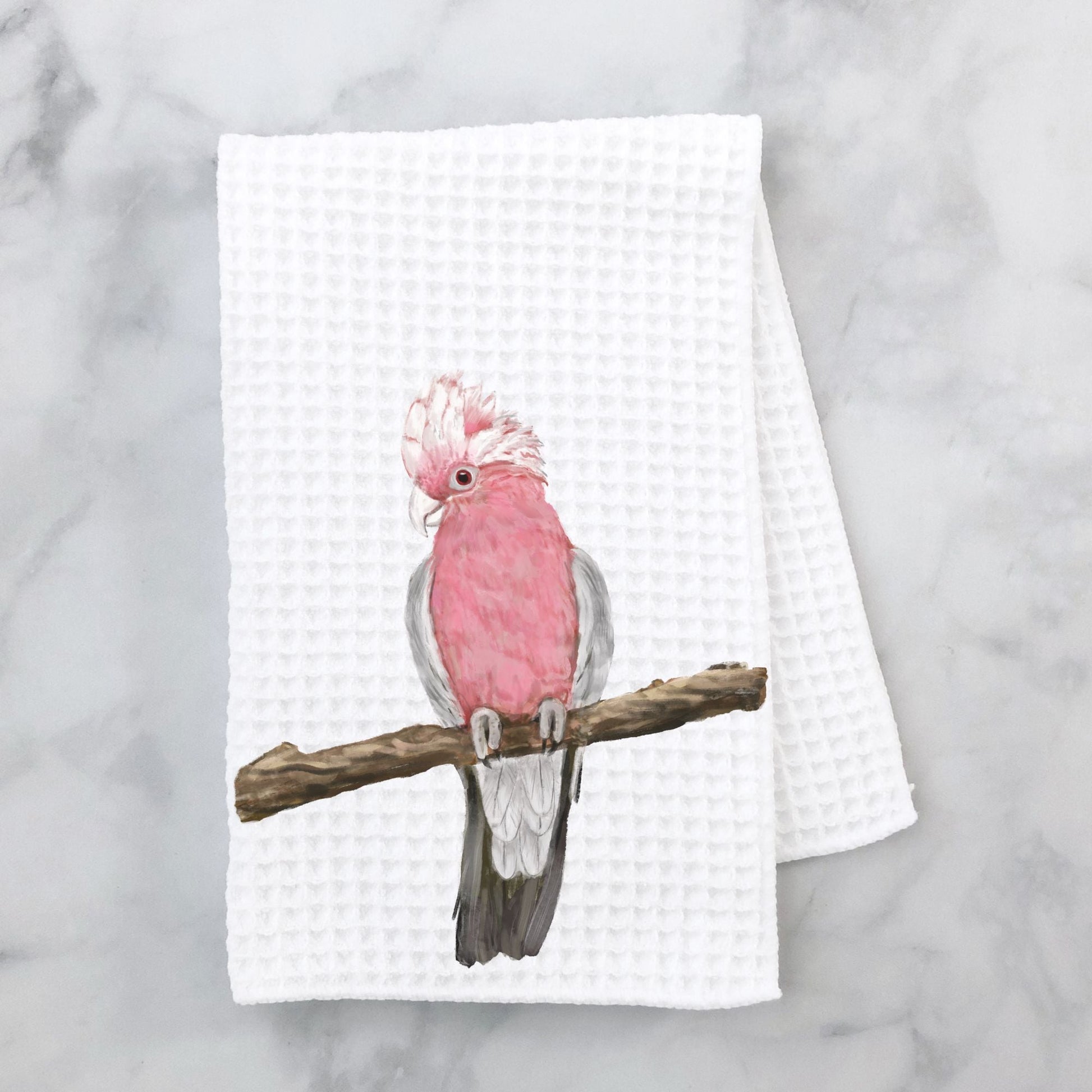 Pink Cockatoo Art Kitchen Towel - MerikaArt