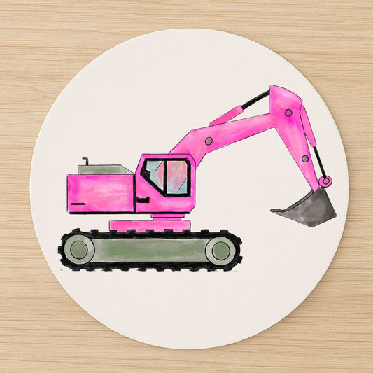 Pink Excavator Mousepad - MerikaArt