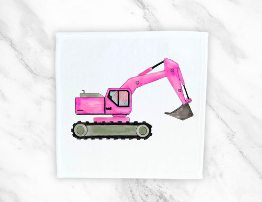 Pink Excavator Washcloth - MerikaArt