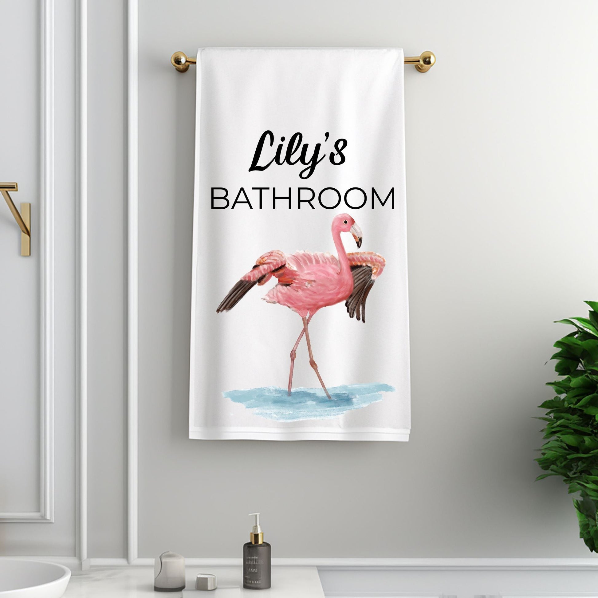 Pink Flamingo Bathroom Towel - MerikaArt