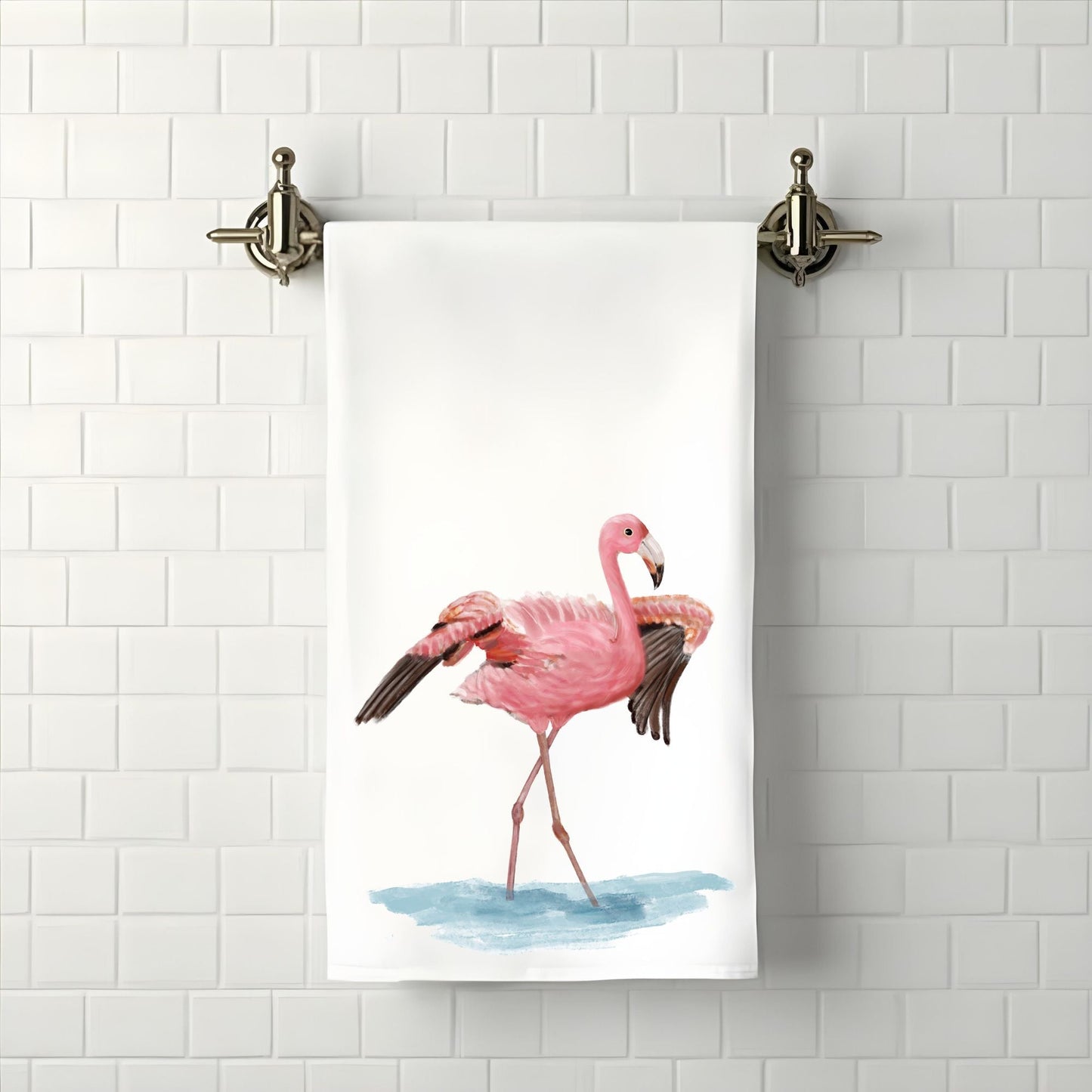 Pink Flamingo Bathroom Towel - MerikaArt