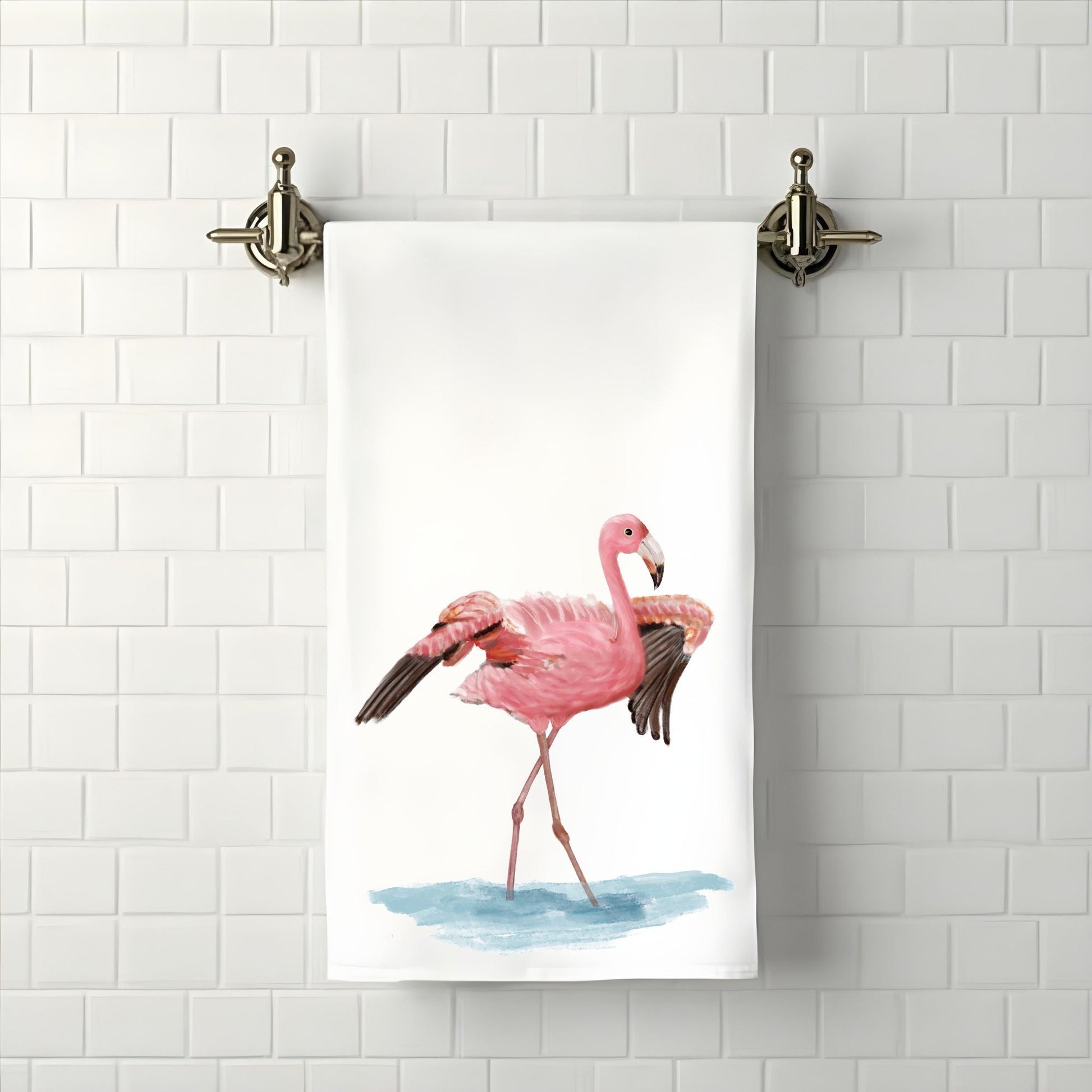 Pink Flamingo Bathroom Towel - MerikaArt