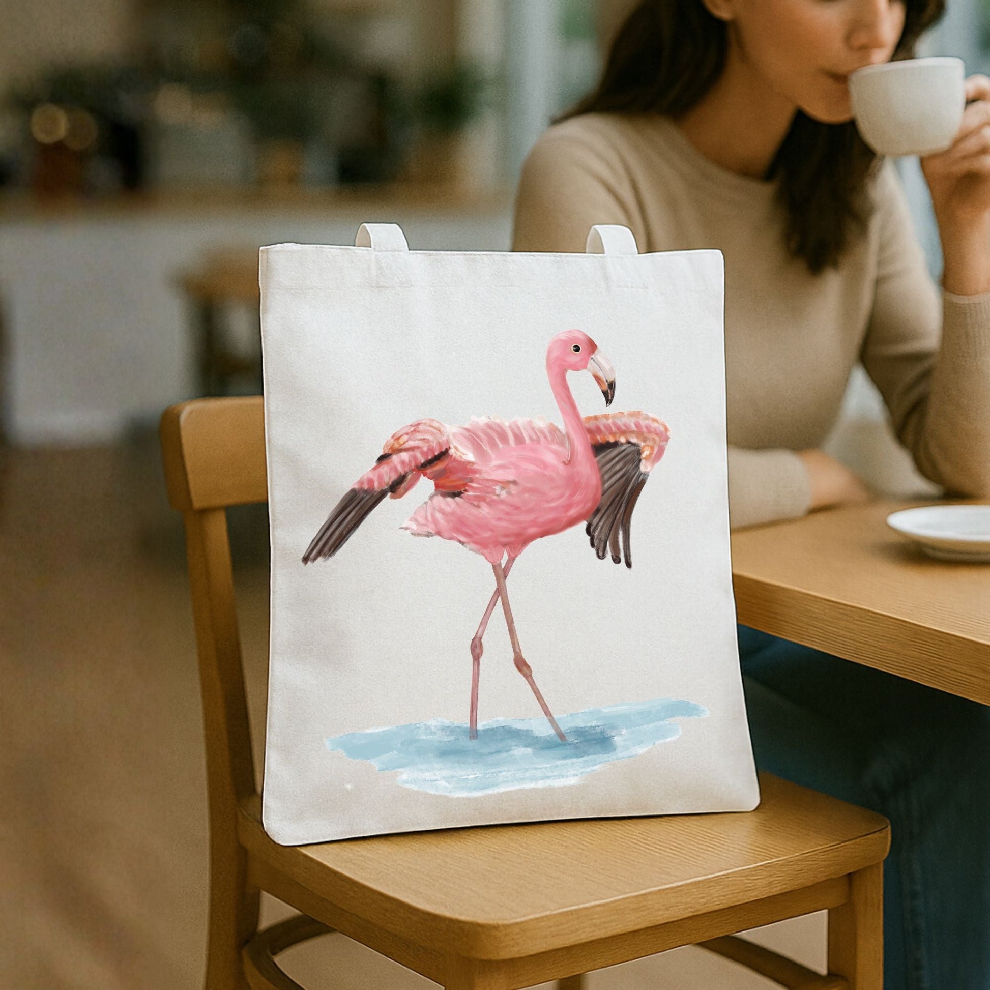 Pink Flamingo Canvas Tote Bag - MerikaArt