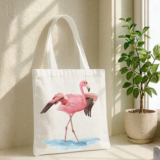 Pink Flamingo Canvas Tote Bag - MerikaArt