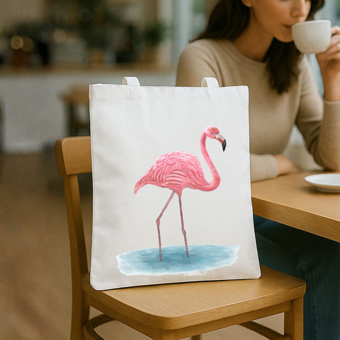 Pink Flamingo Canvas Tote Bag - MerikaArt