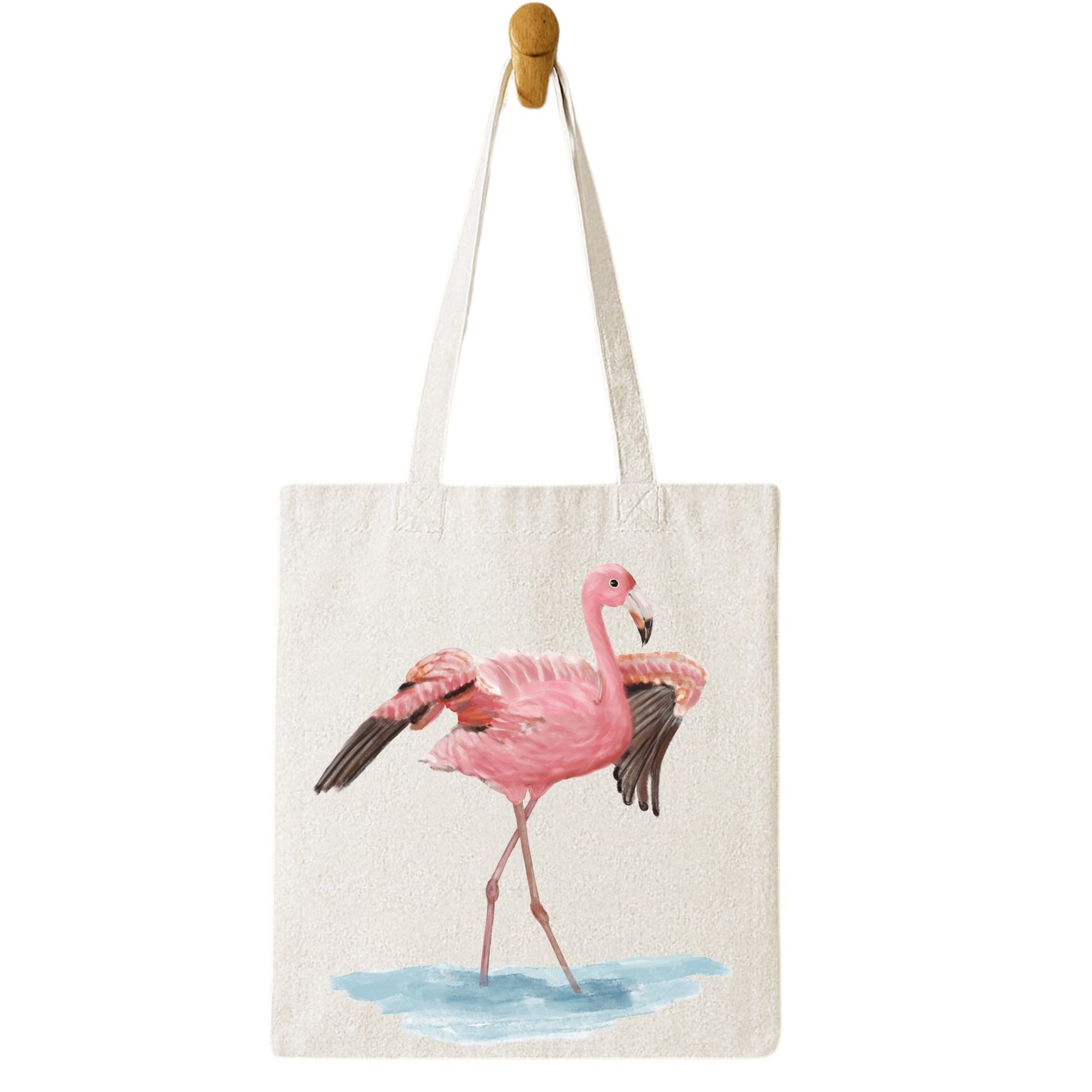 Pink Flamingo Canvas Tote Bag - MerikaArt