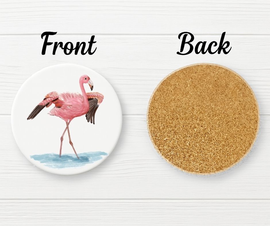 Pink Flamingo Ceramic Coaster - MerikaArt