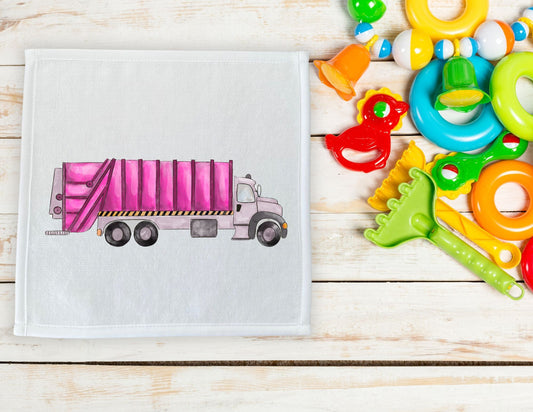 Pink Garbage Truck Washcloth - MerikaArt