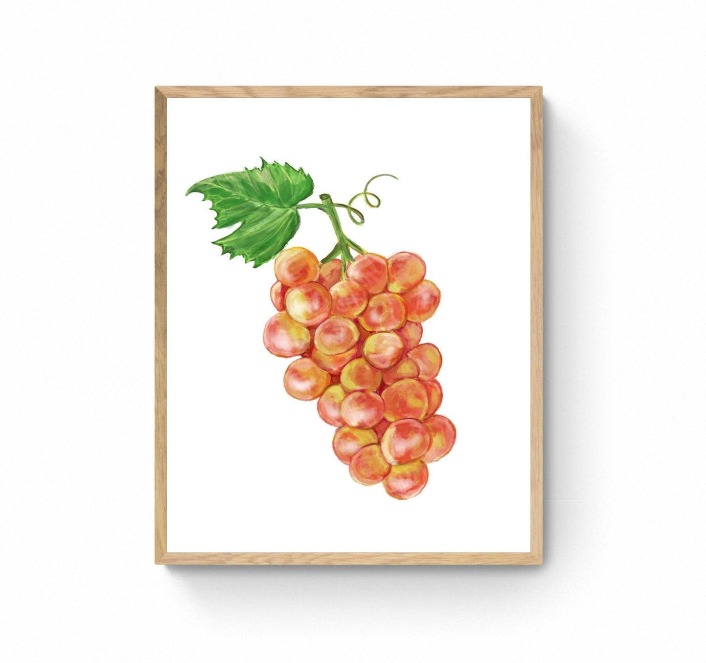 Pink Muscat Grape Art Print, Wine Art, Kitchen Wall Hanging, Dining Room Decor, Grape Painting, Fruit Illustration, Farmhouse Wall Decor - MerikaArt