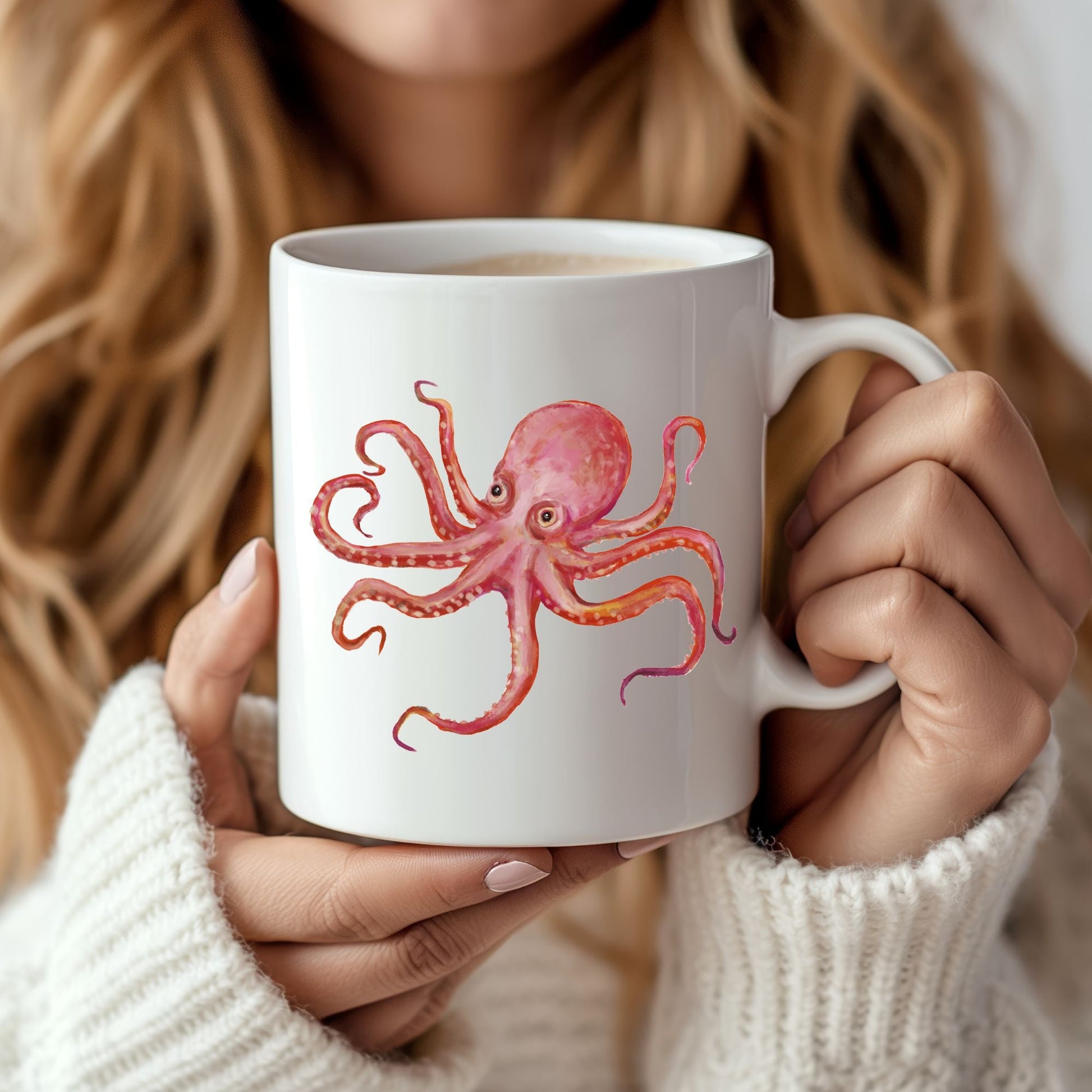 Pink Octopus Mug - MerikaArt