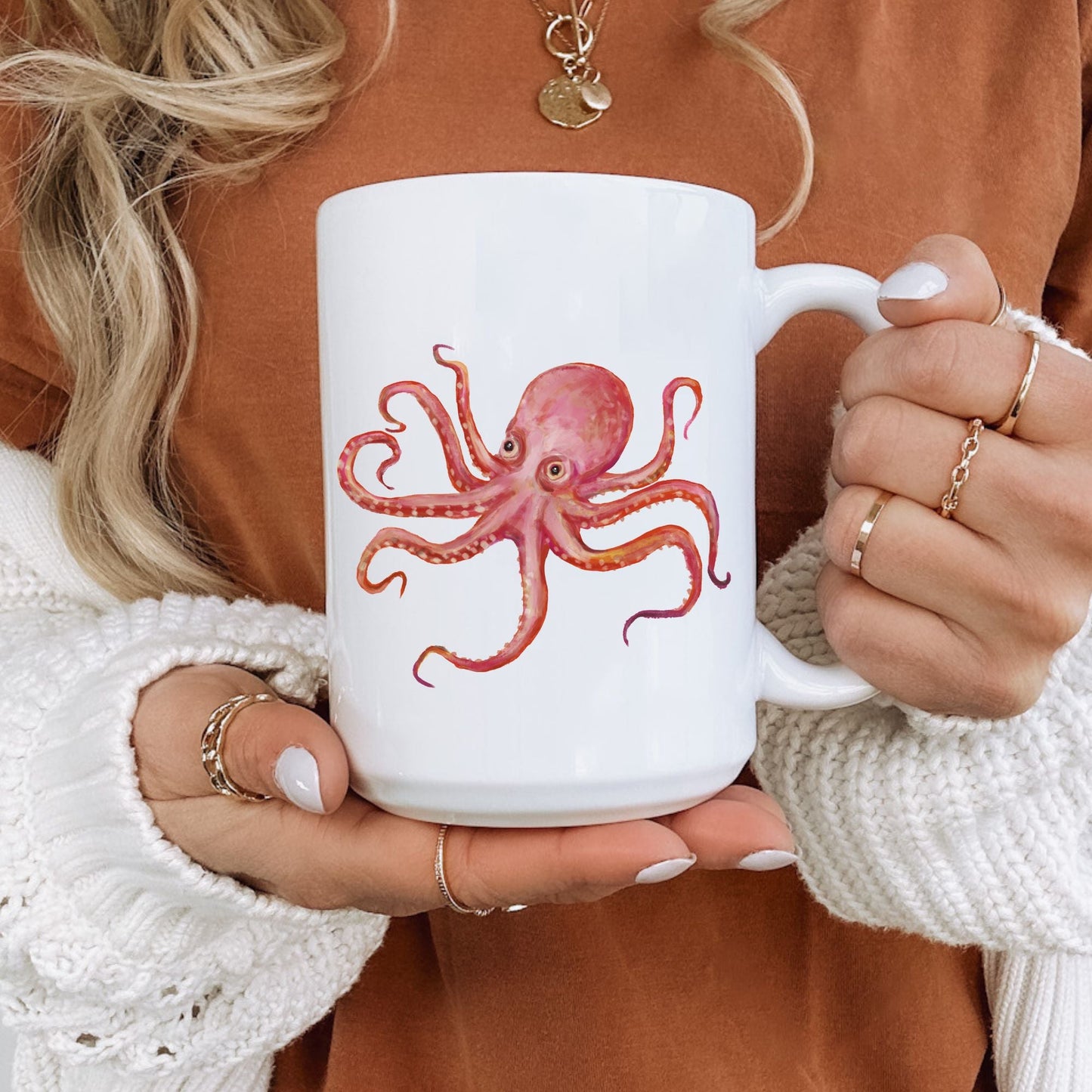 Pink Octopus Mug - MerikaArt
