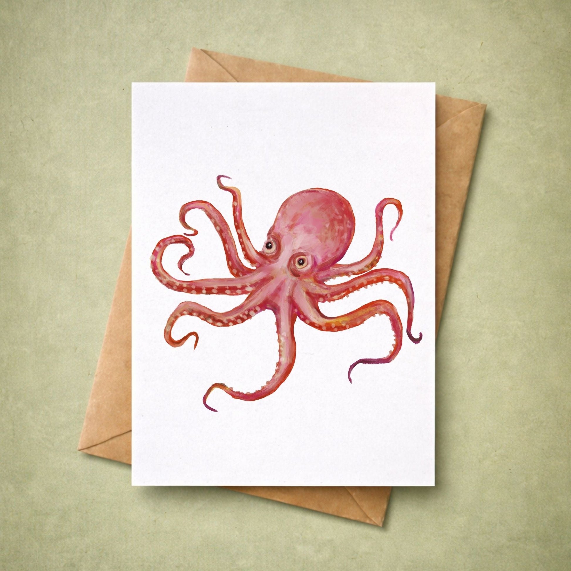 Pink Octopus Postcard - MerikaArt