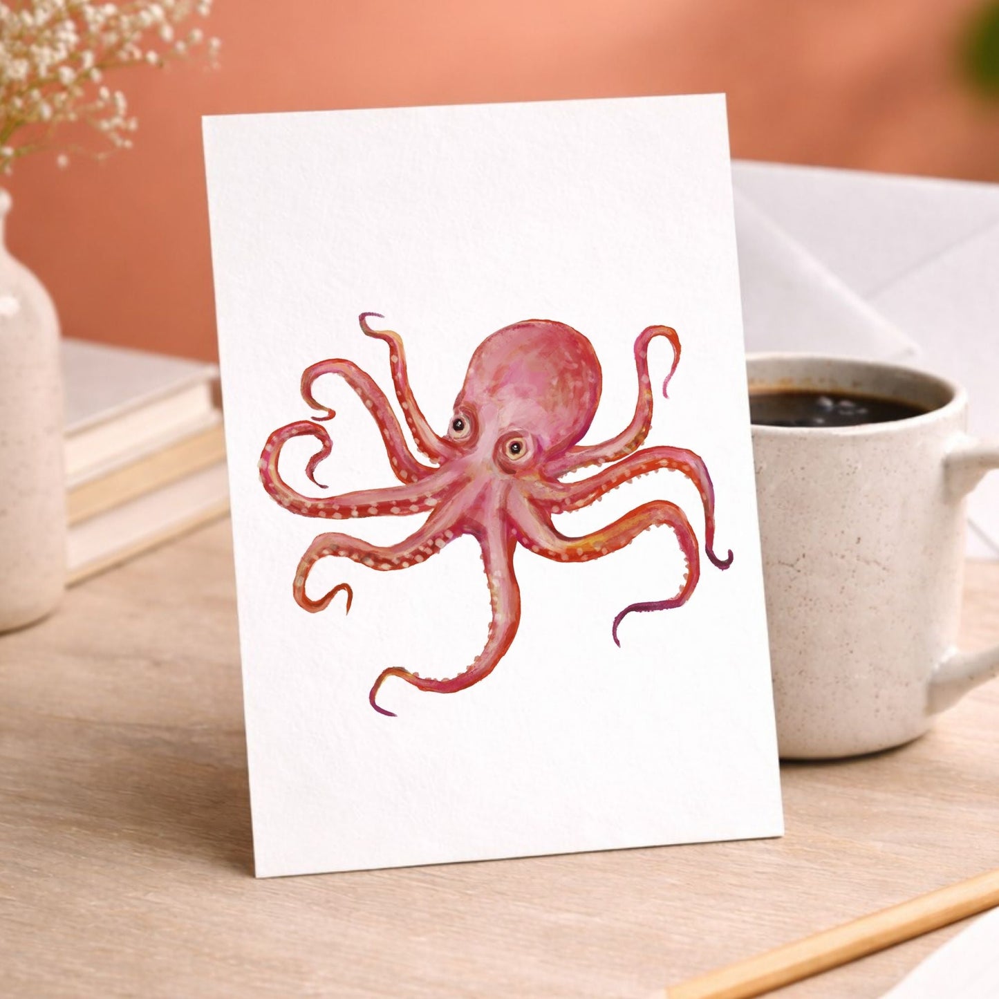 Pink Octopus Postcard - MerikaArt