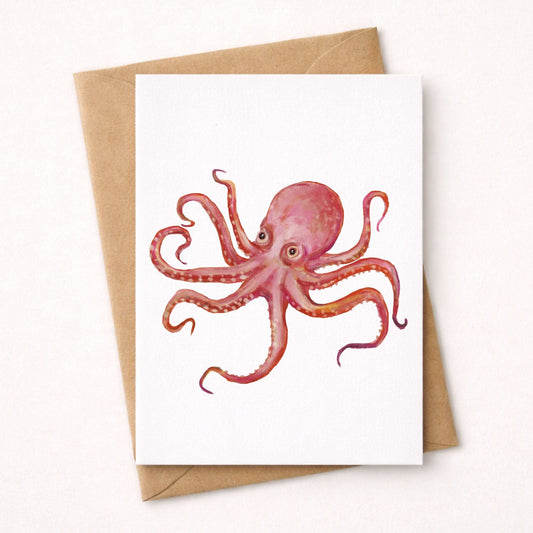 Pink Octopus Postcard - MerikaArt