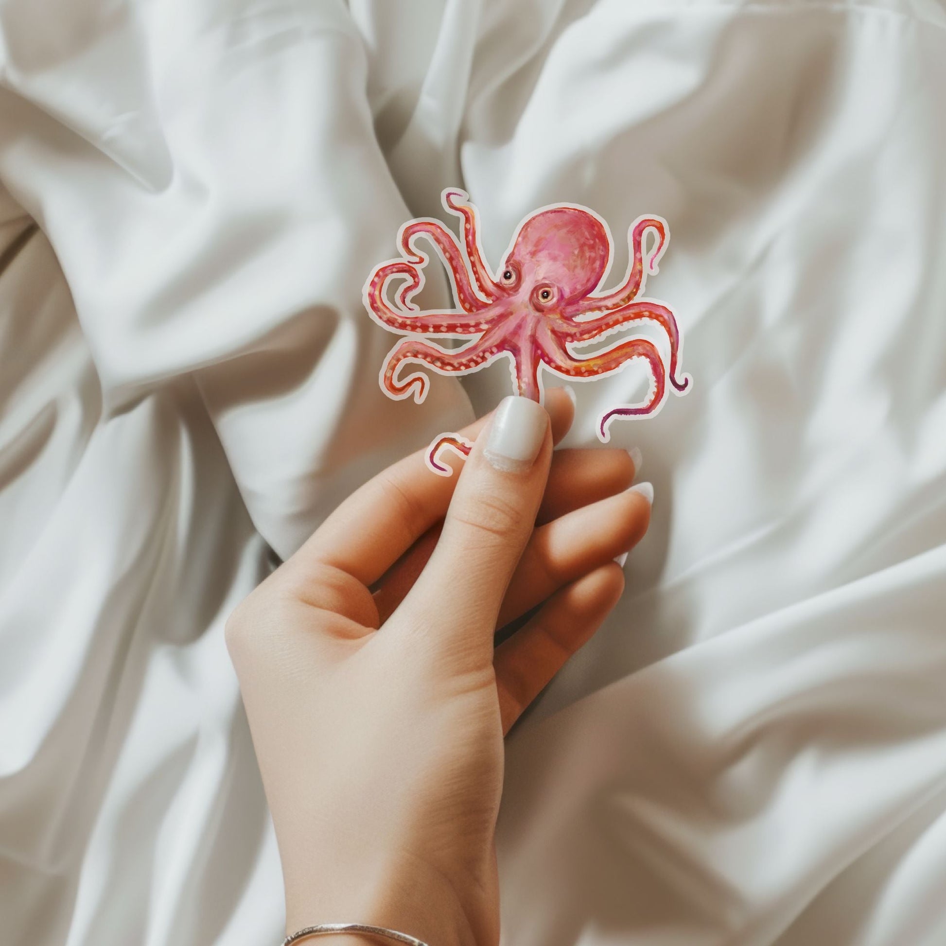 Pink Octopus Vinyl Sticker - MerikaArt