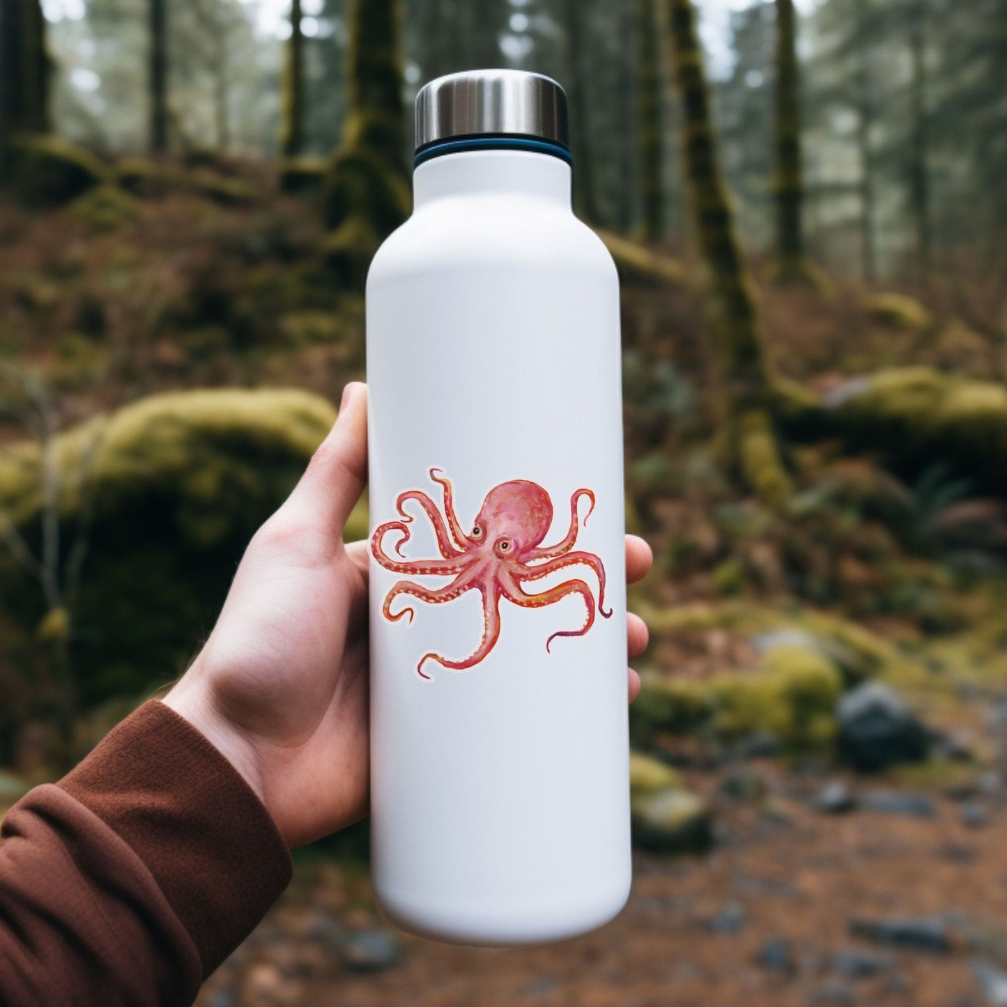 Pink Octopus Vinyl Sticker - MerikaArt