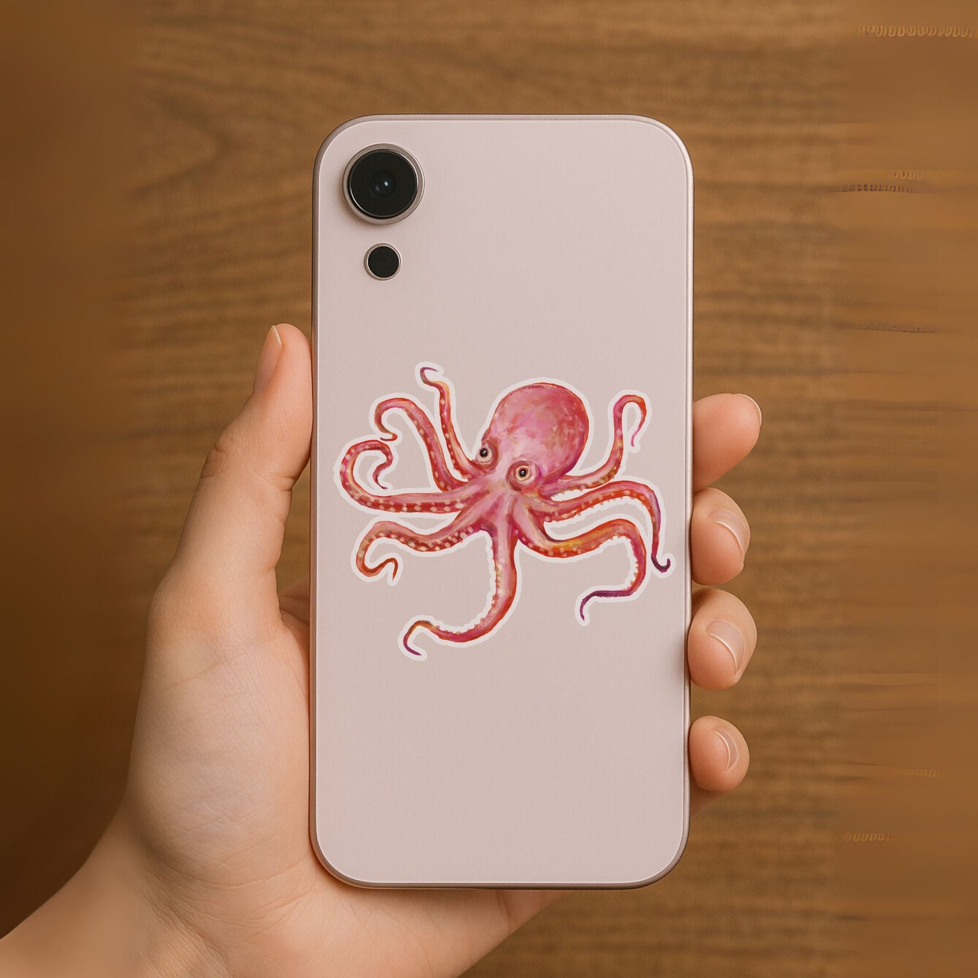 Pink Octopus Vinyl Sticker - MerikaArt