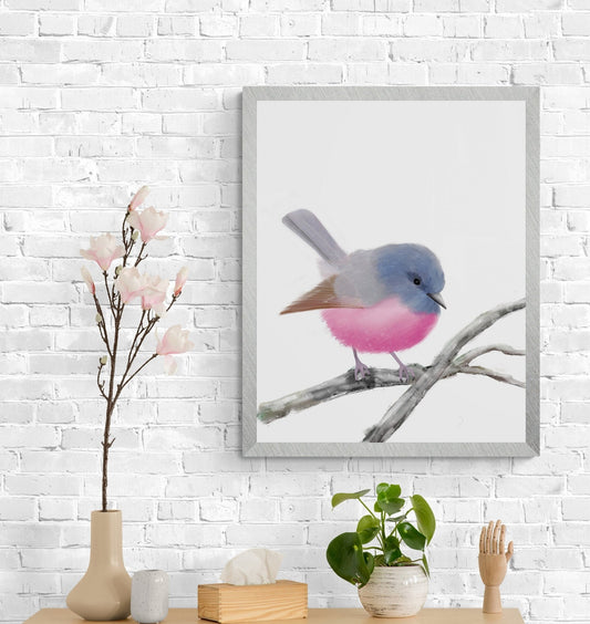 Pink Robin Art Print - MerikaArt