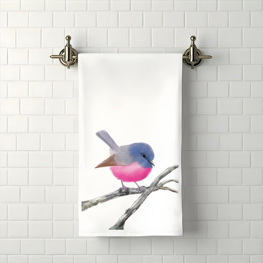 Pink Robin Bathroom Towel - MerikaArt
