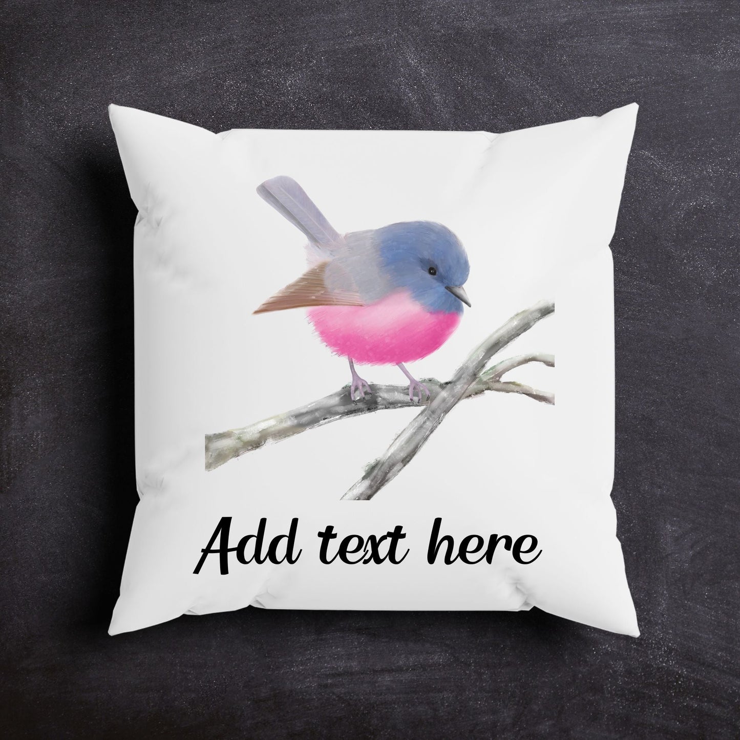 Pink Robin Bird Pillow - MerikaArt