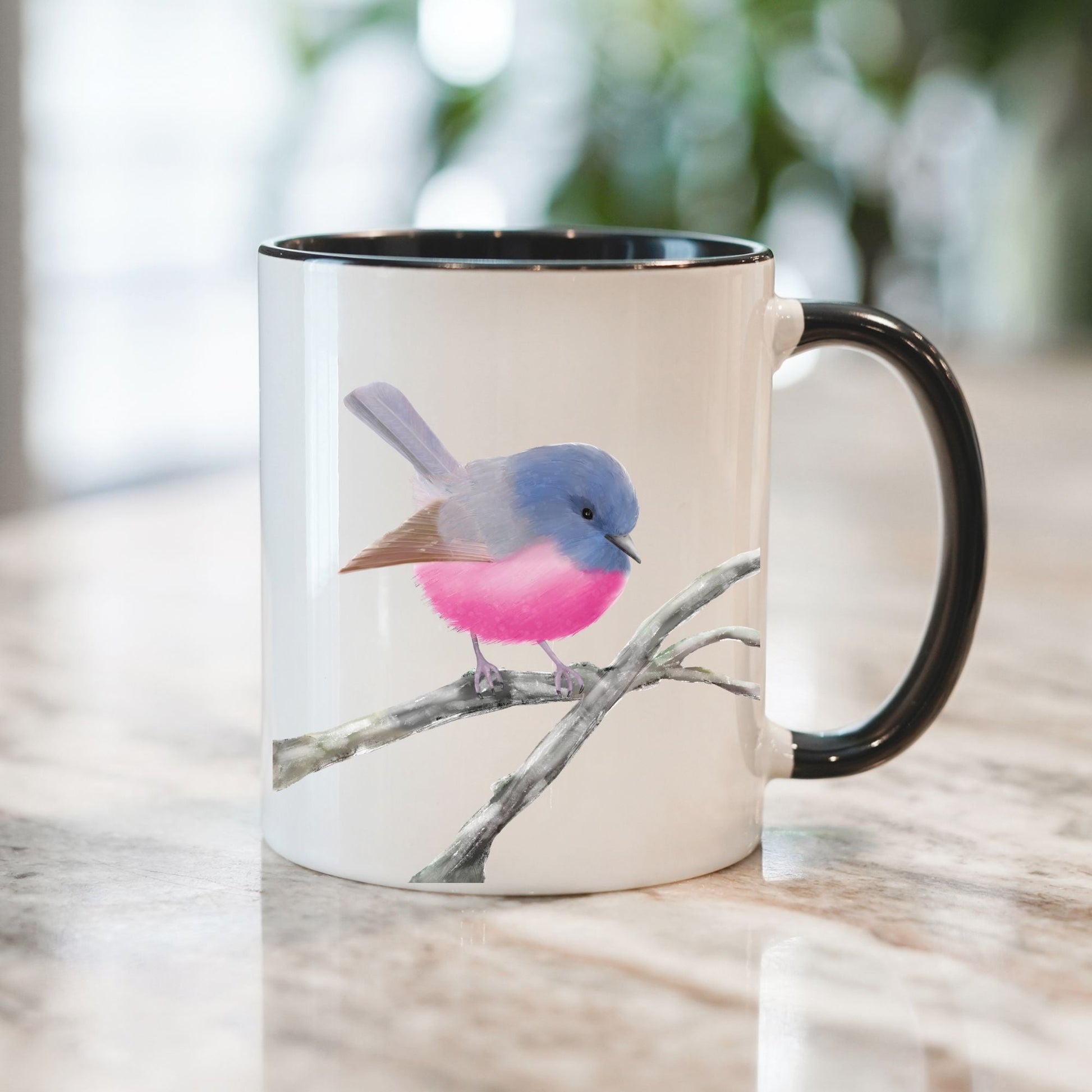 Pink Robin Mug - MerikaArt