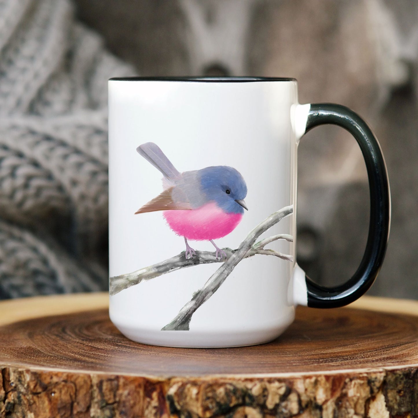 Pink Robin Mug - MerikaArt