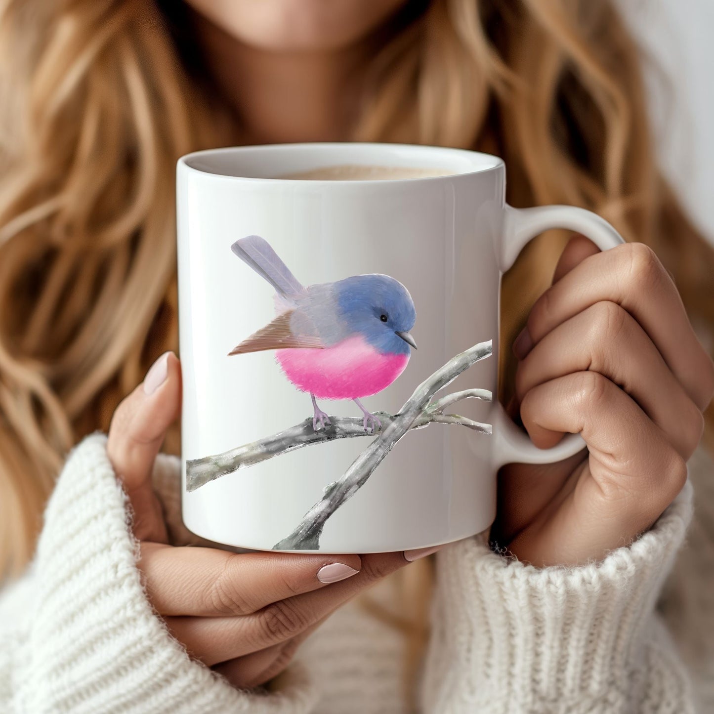 Pink Robin Mug - MerikaArt