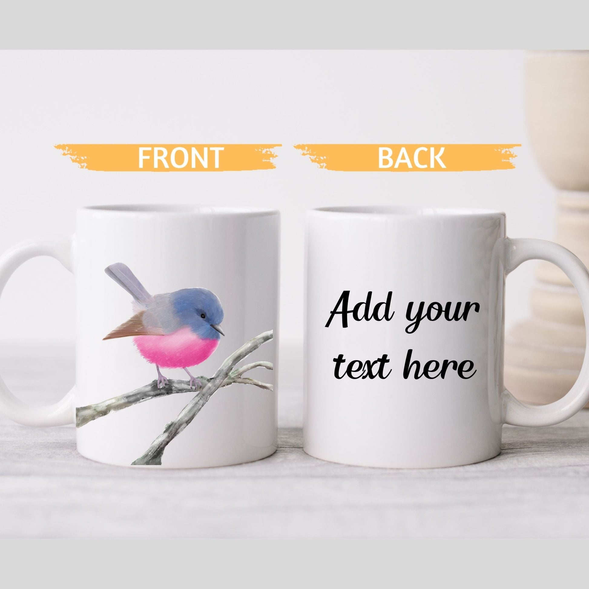 Pink Robin Mug - MerikaArt