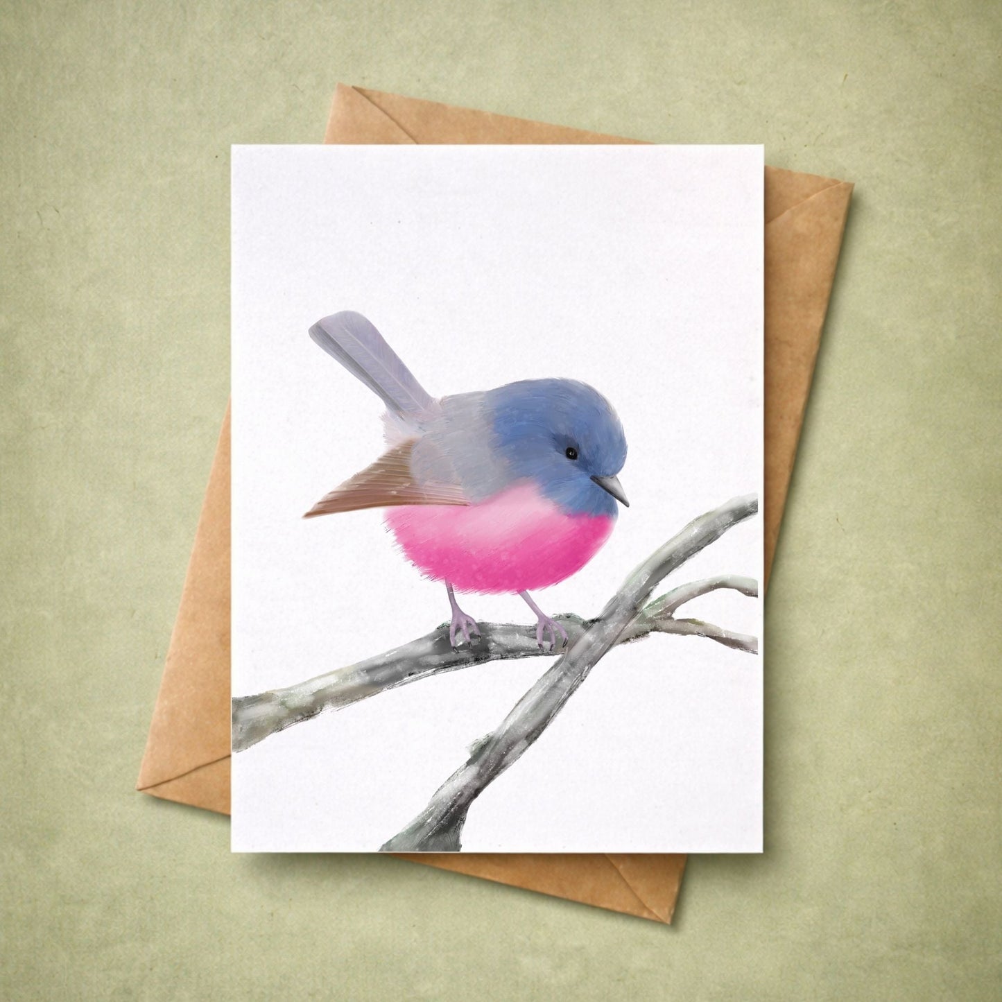 Pink Robin Postcard - MerikaArt