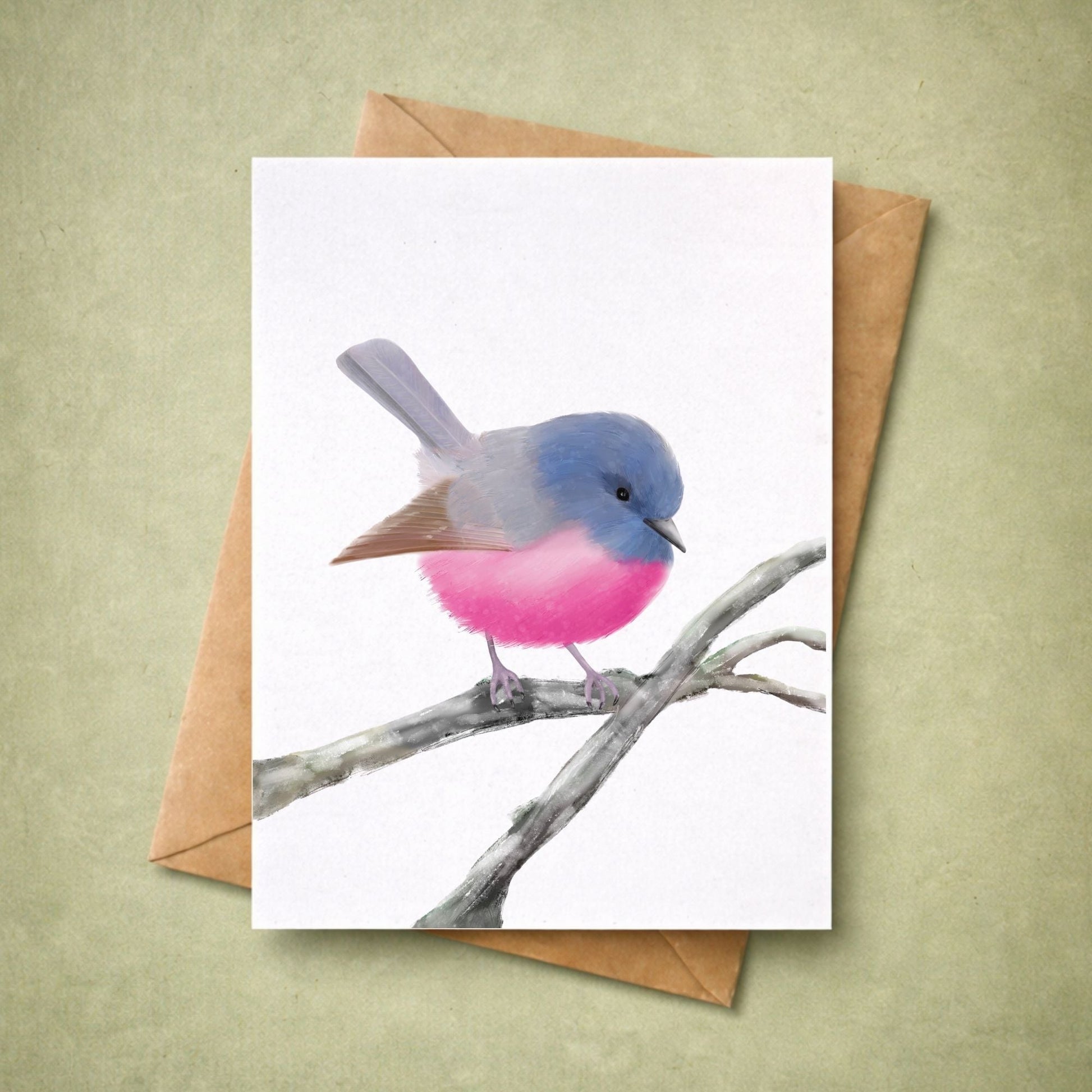 Pink Robin Postcard - MerikaArt
