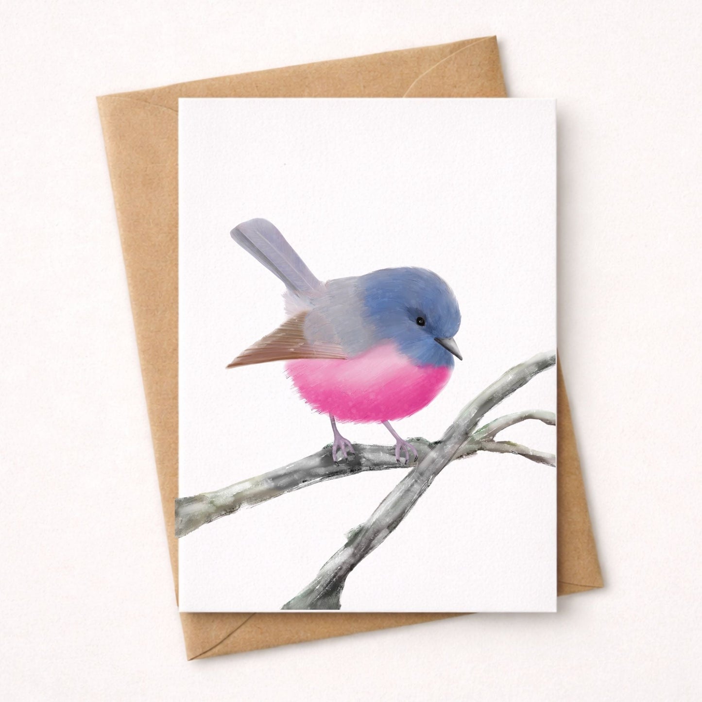 Pink Robin Postcard - MerikaArt