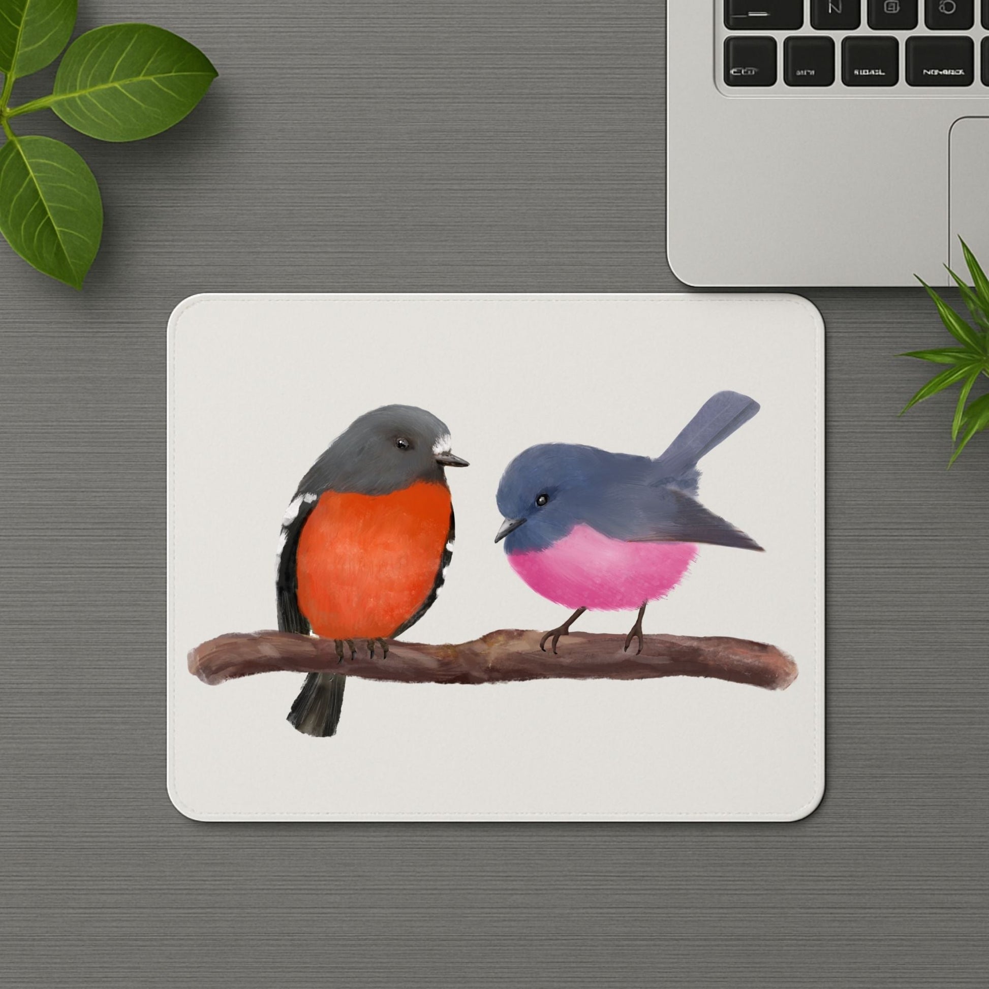 Pink Robin & Scarlet Robin Mousepad - MerikaArt