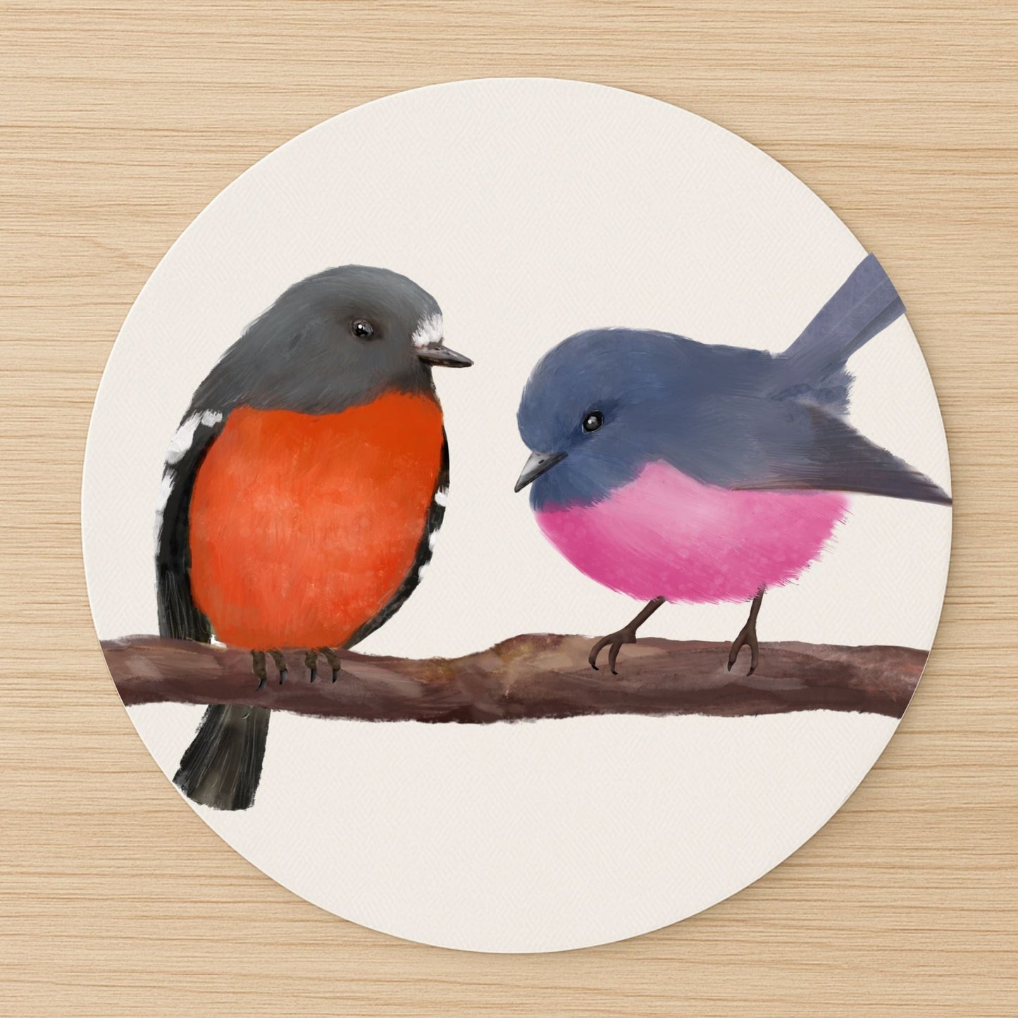 Pink Robin & Scarlet Robin Mousepad - MerikaArt