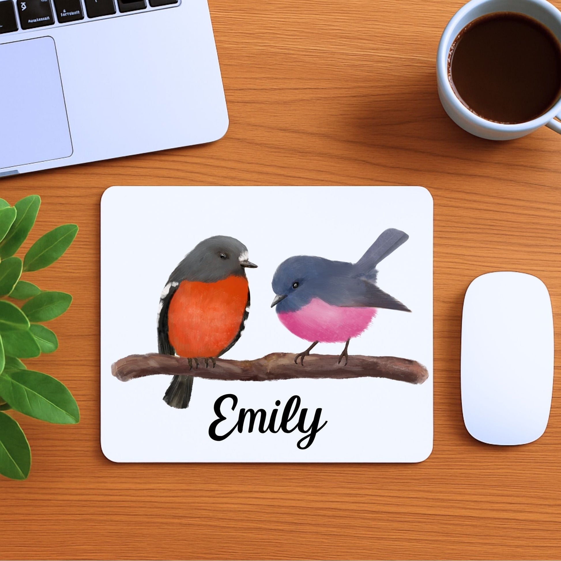 Pink Robin & Scarlet Robin Mousepad - MerikaArt