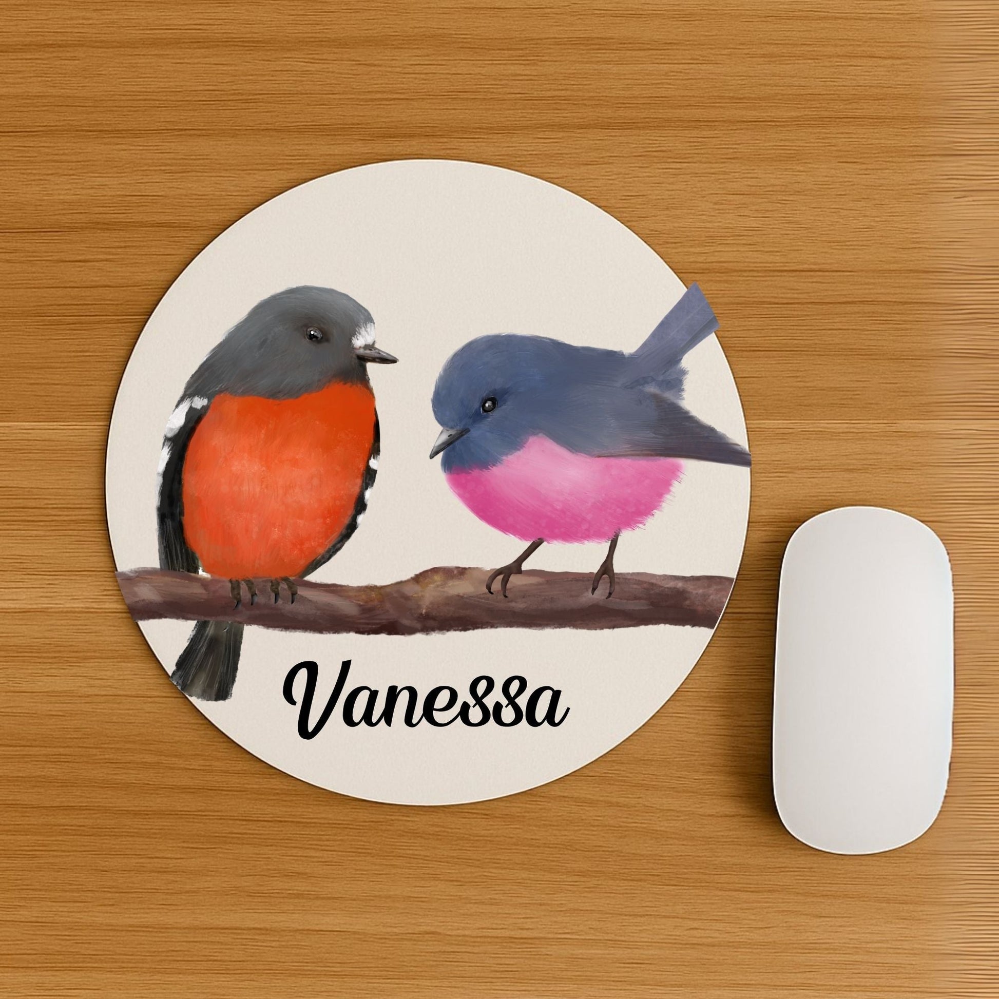 Pink Robin & Scarlet Robin Mousepad - MerikaArt