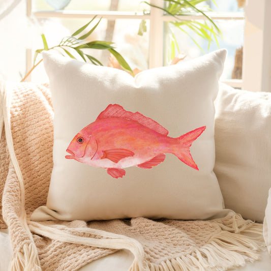 Pink Snapper Fish Pillow - MerikaArt