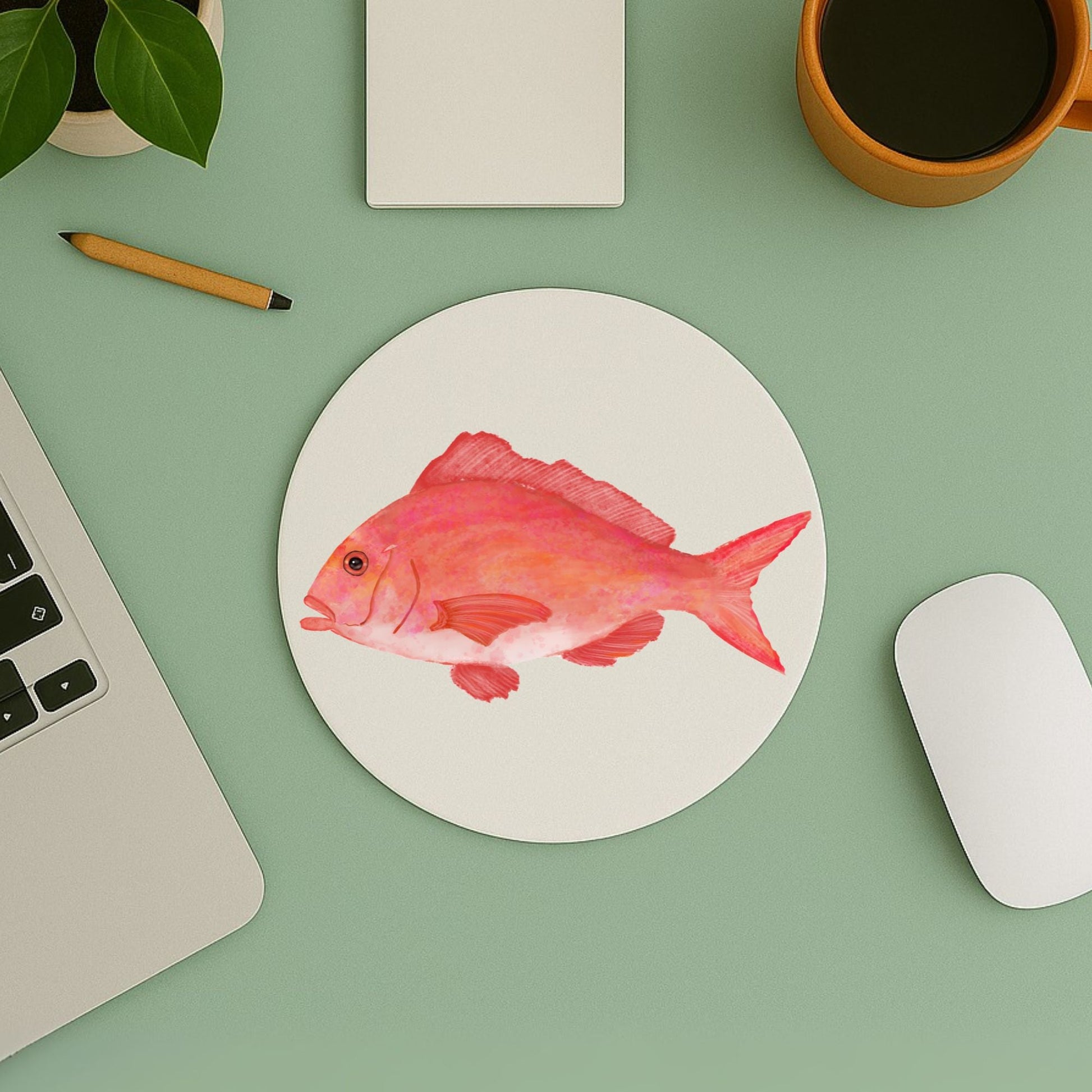 Pink Snapper Mousepad - MerikaArt