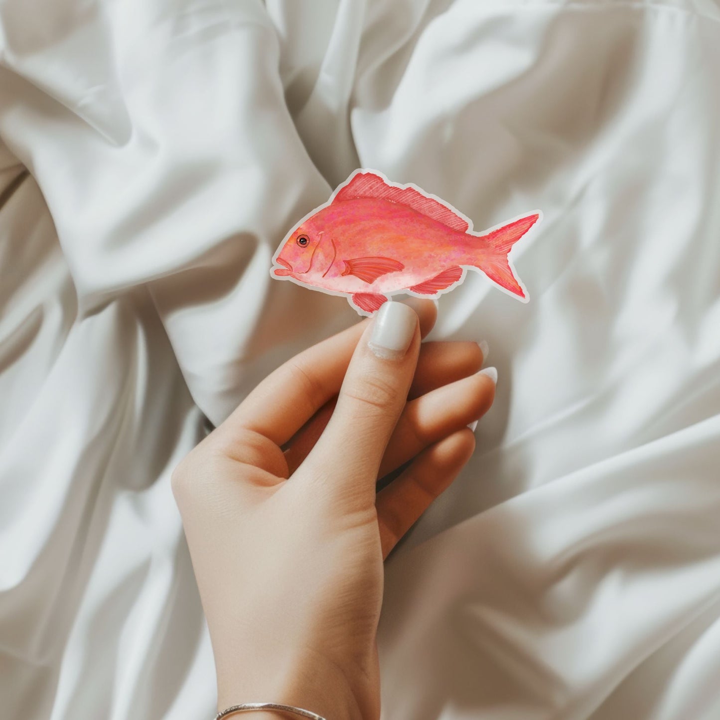 Pink Snapper Vinyl Sticker - MerikaArt