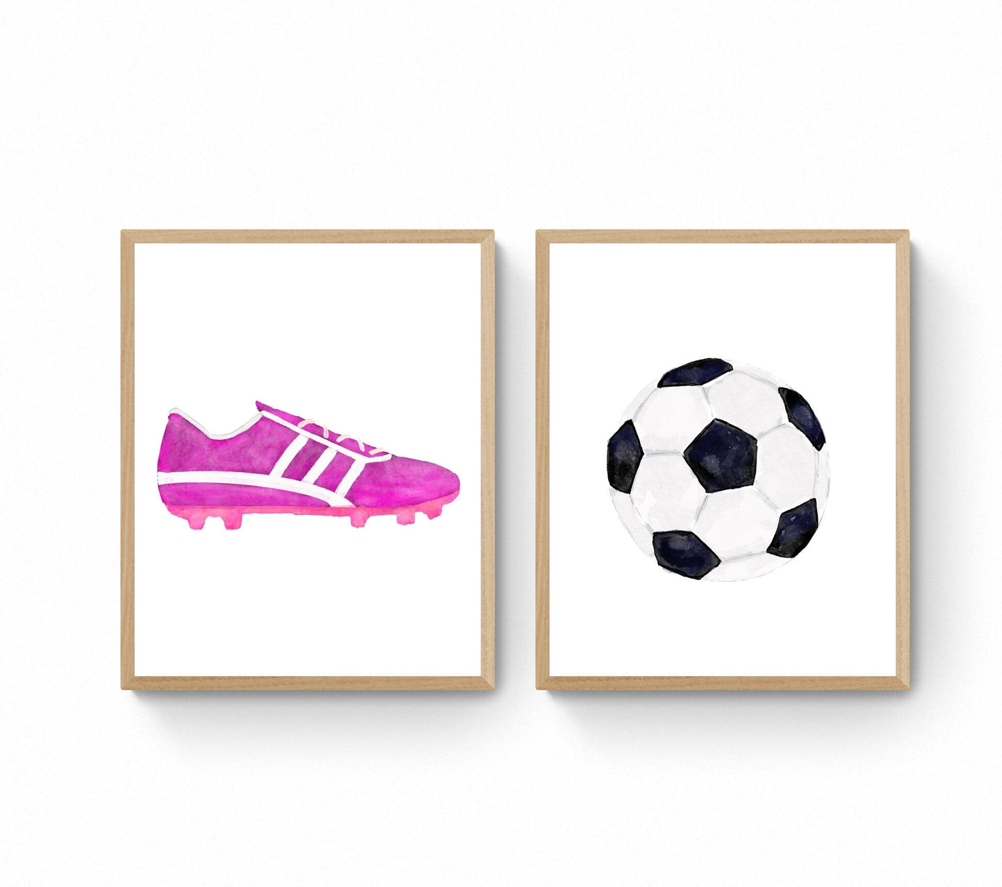 Pink Soccer Shoes Print, Sport Painting, Girls Room Wall Art, Gift for Kids, Soccer Cleats, Nursery Decor, Sports Lover Drawing - MerikaArt