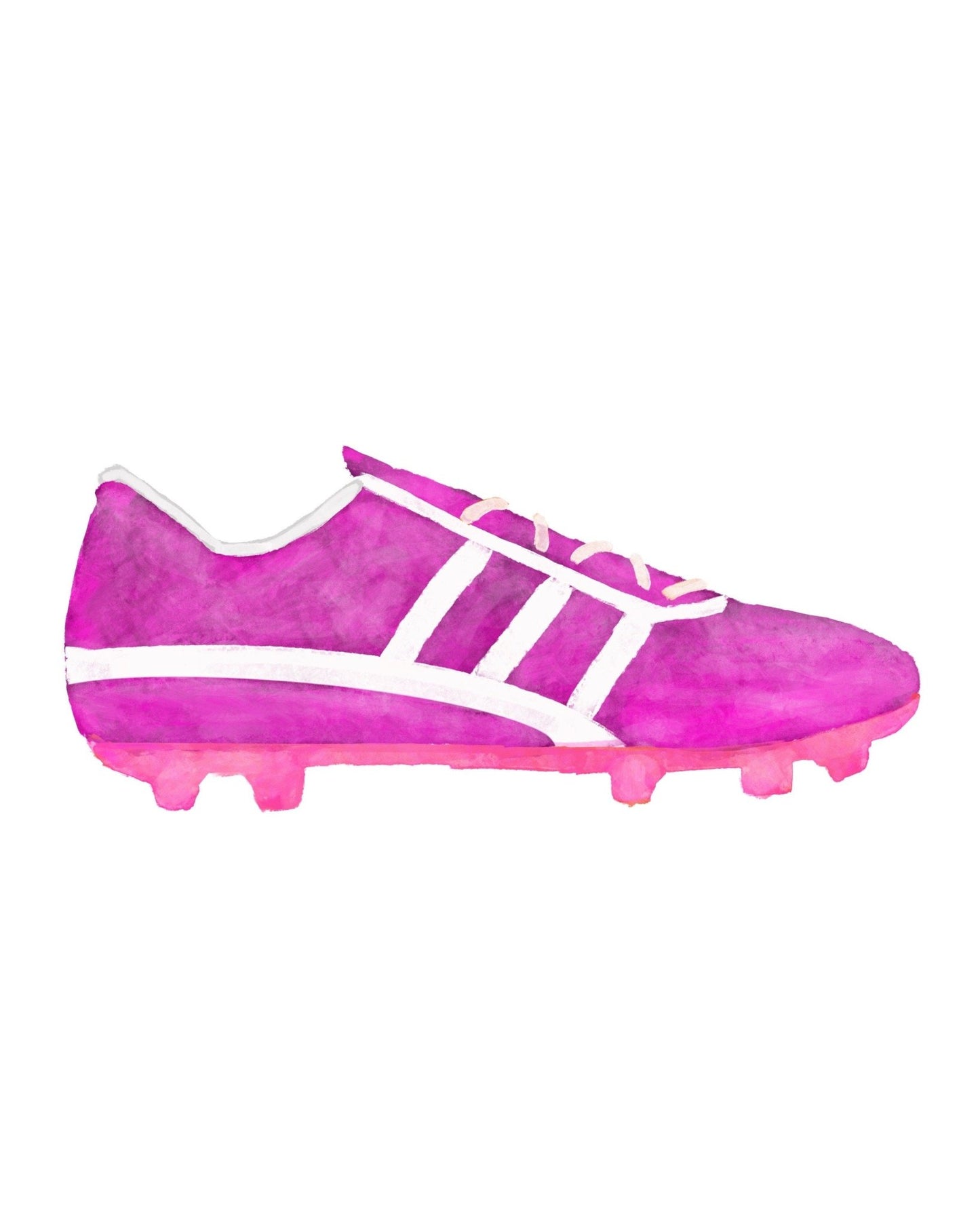 Pink Soccer Shoes Print, Sport Painting, Girls Room Wall Art, Gift for Kids, Soccer Cleats, Nursery Decor, Sports Lover Drawing - MerikaArt