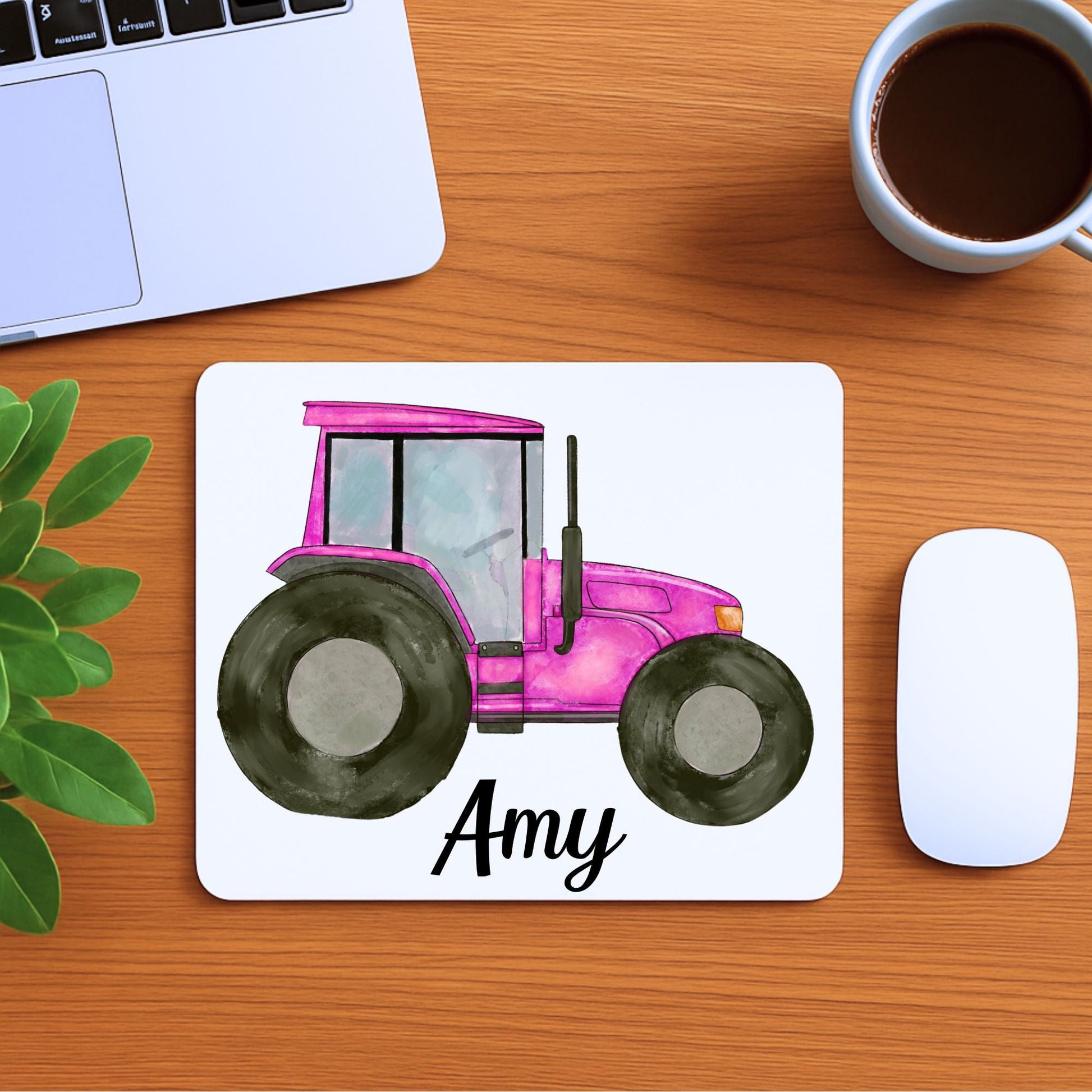 Pink Tractor Mousepad - MerikaArt