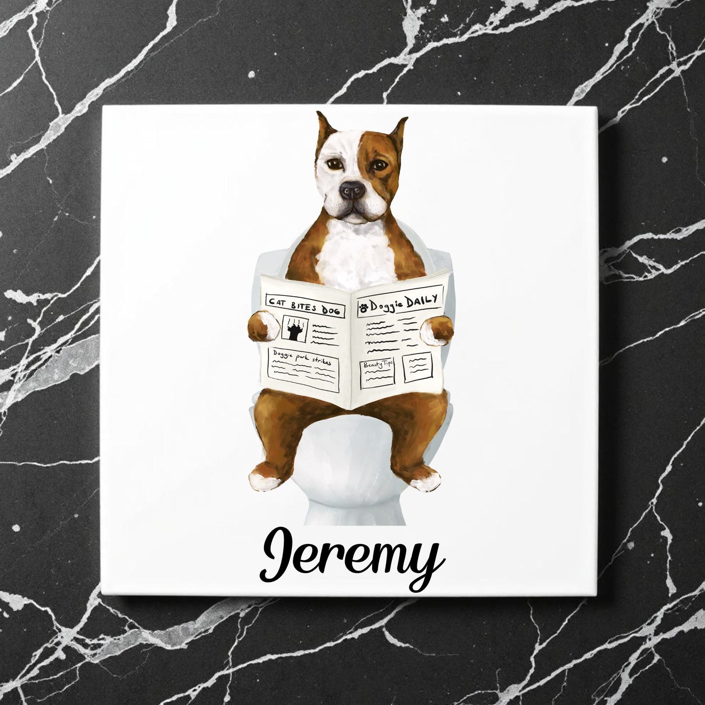 Pit Bull Dog Ceramic Tile - MerikaArt