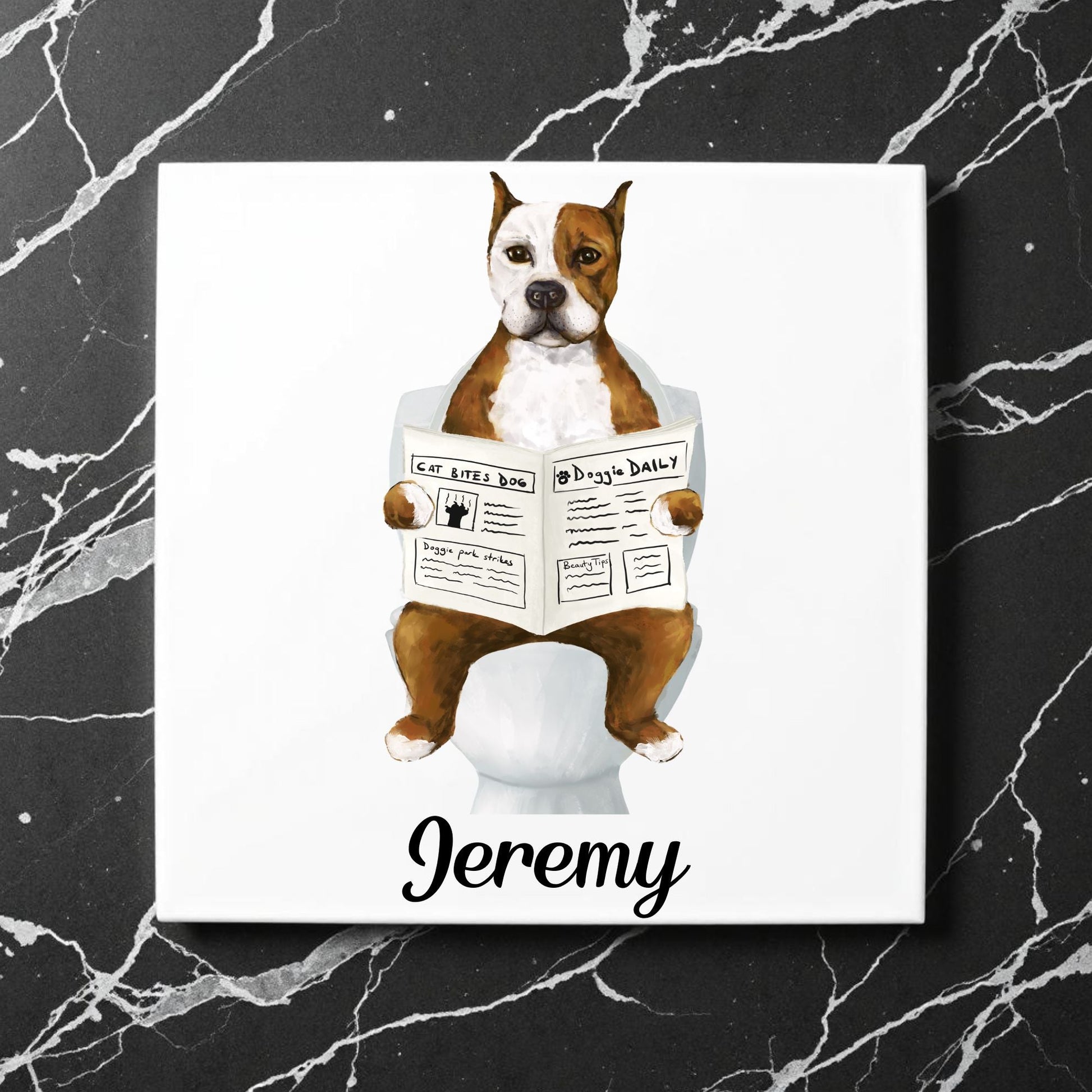 Pit Bull Dog Ceramic Tile - MerikaArt