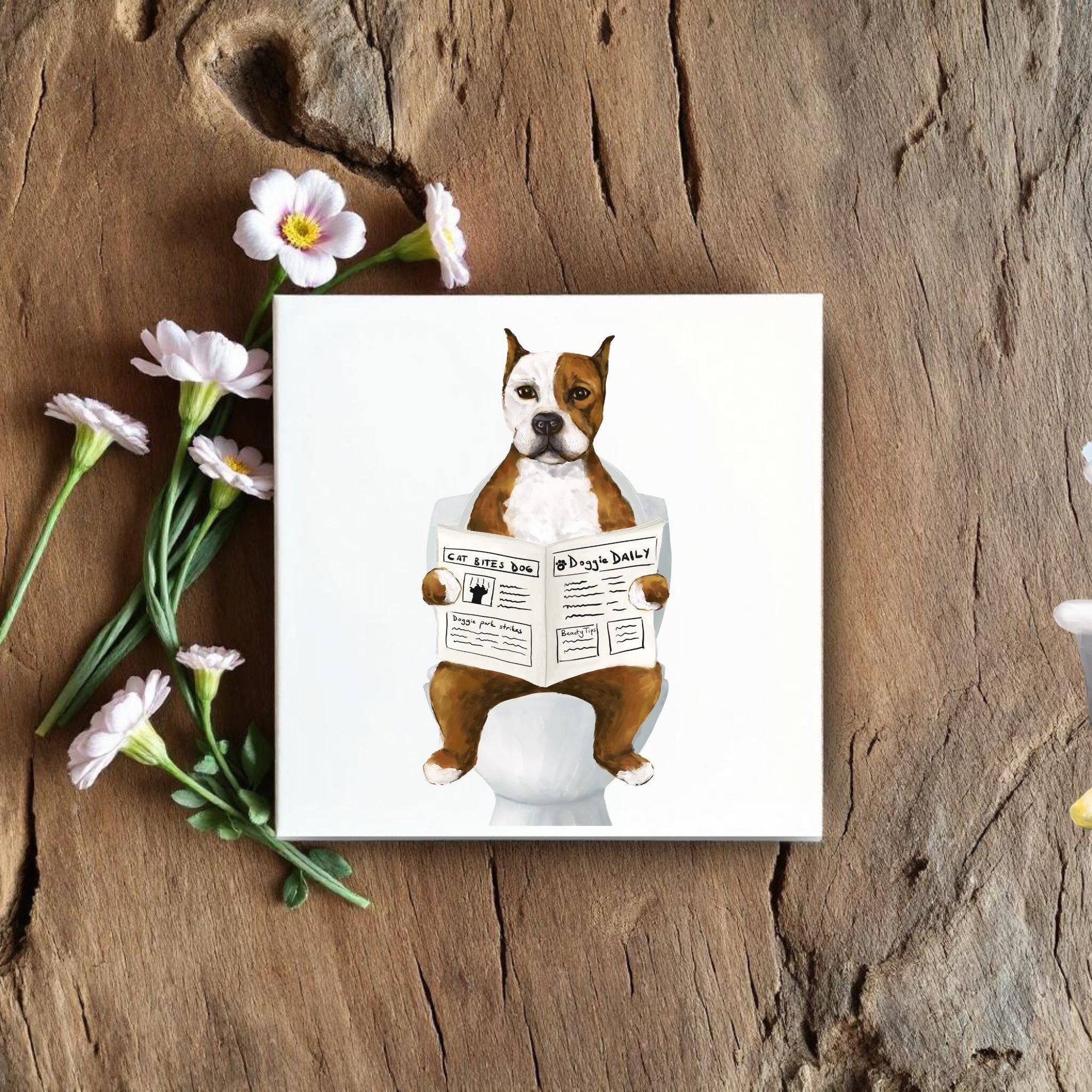 Pit Bull Dog Ceramic Tile - MerikaArt