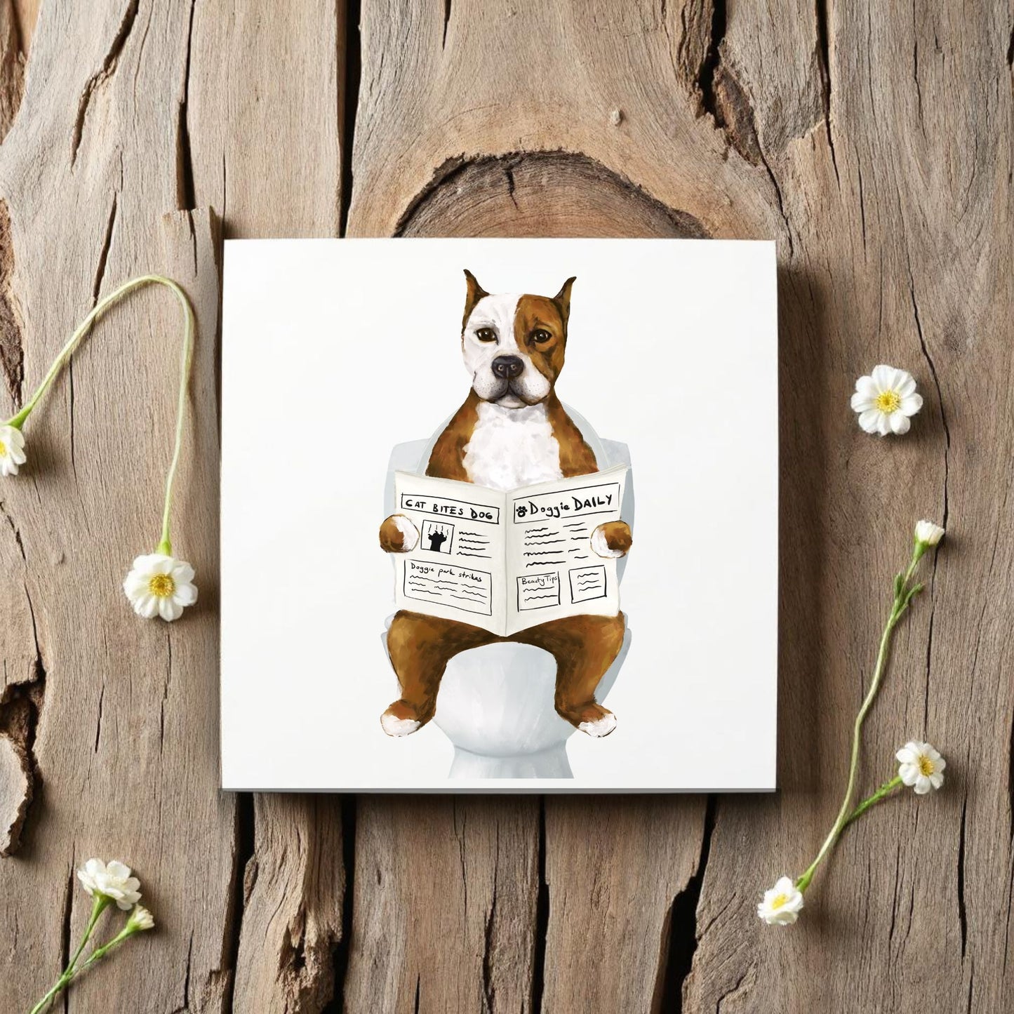Pit Bull Dog Ceramic Tile - MerikaArt