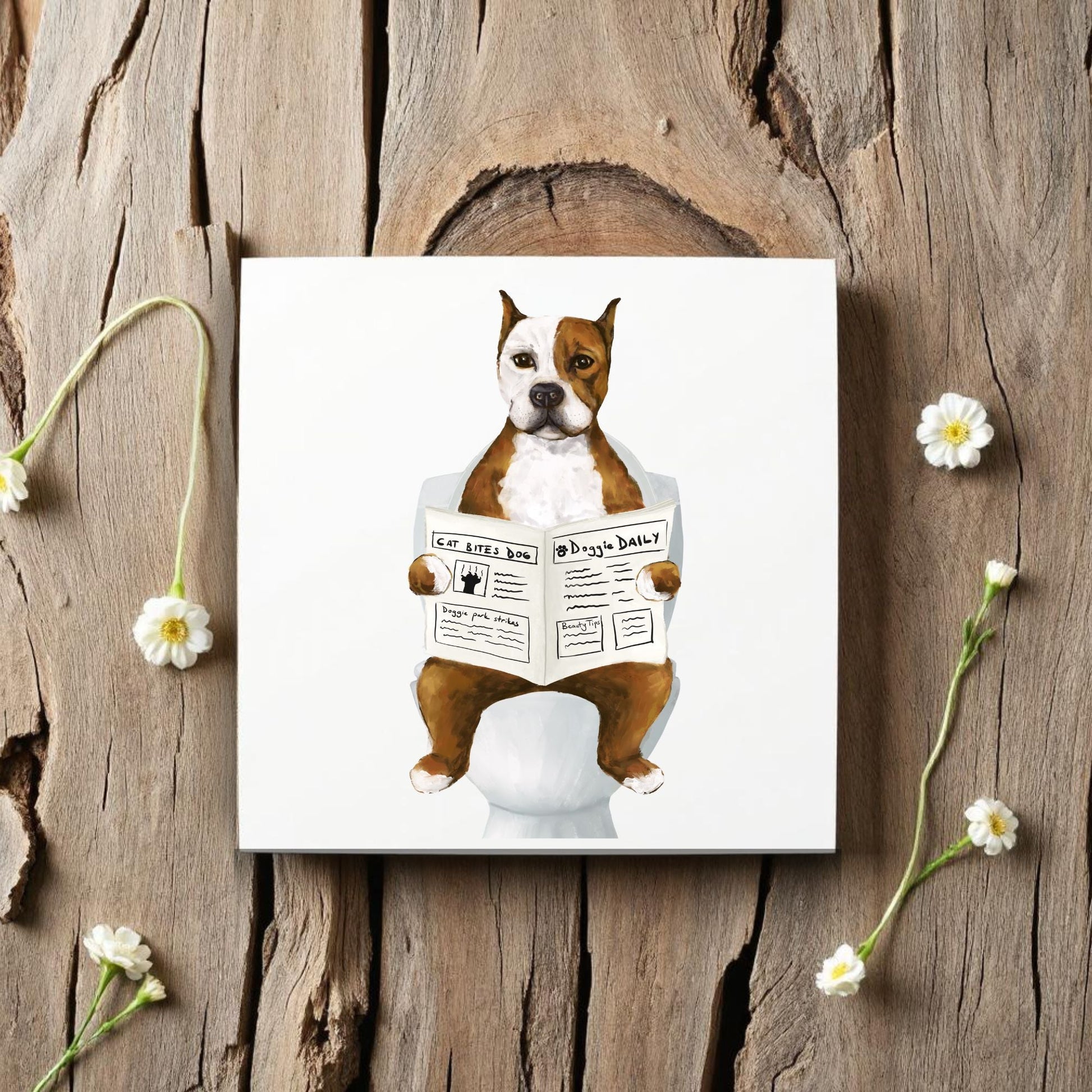 Pit Bull Dog Ceramic Tile - MerikaArt