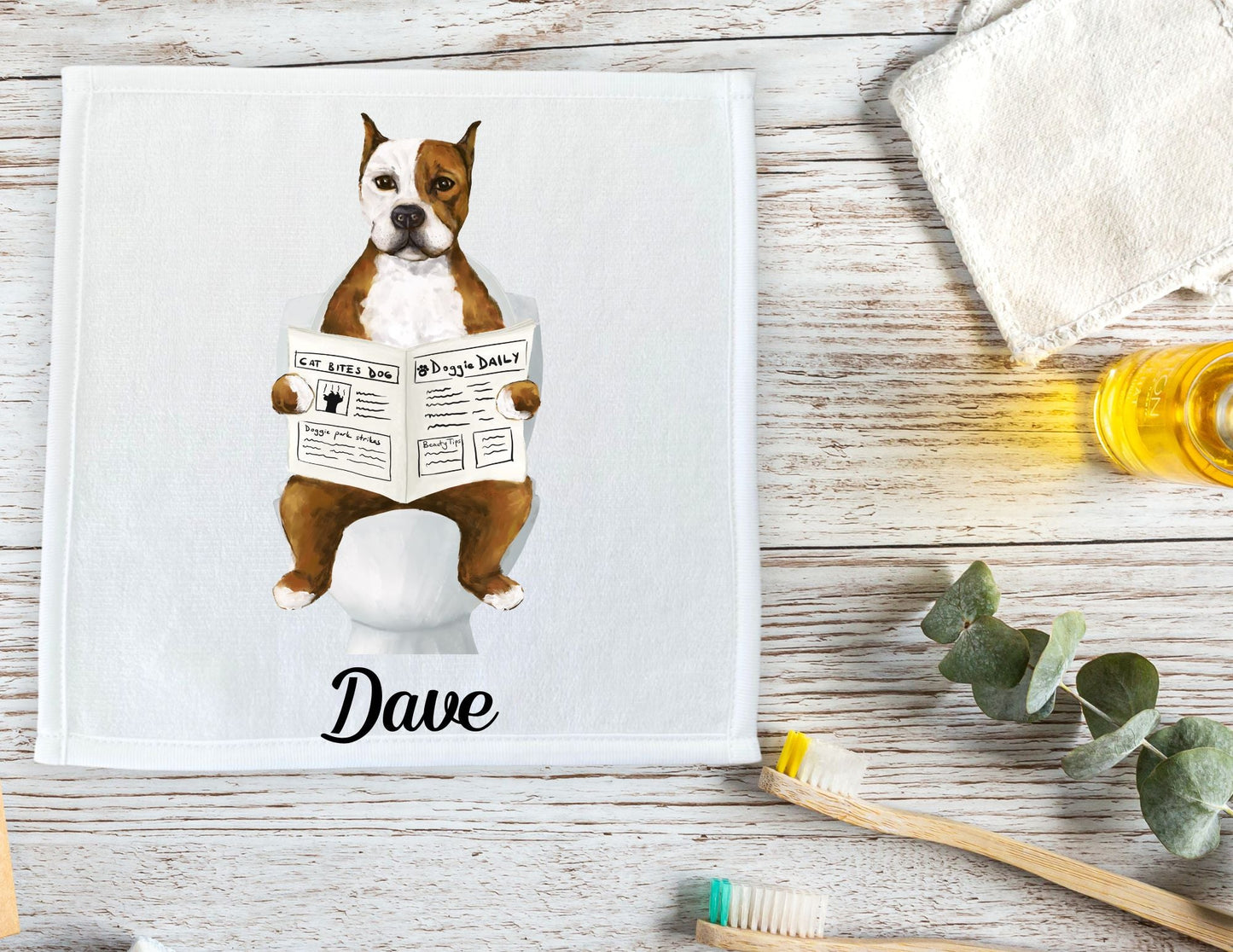 Pit Bull Washcloth - MerikaArt