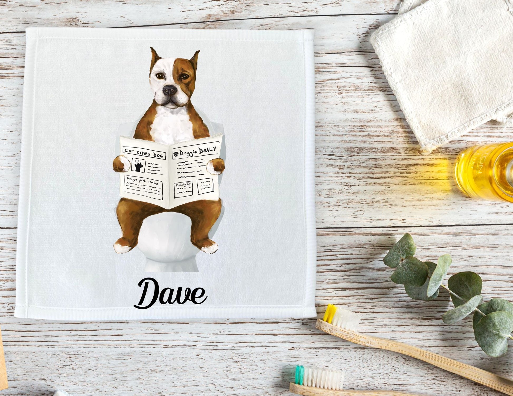 Pit Bull Washcloth - MerikaArt