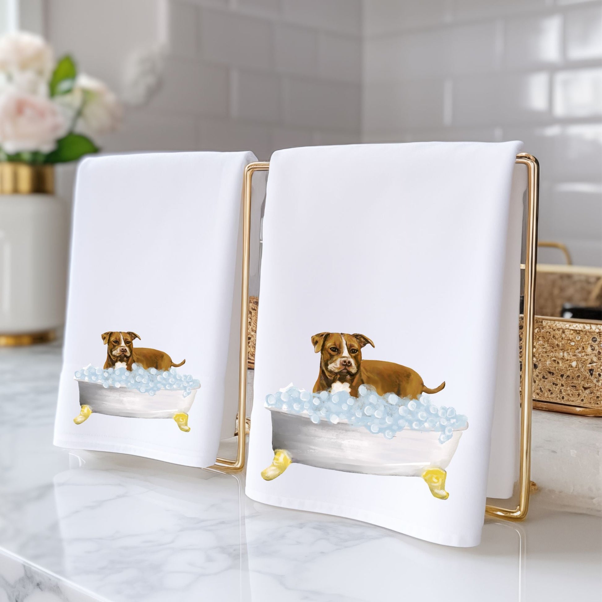 Pitbull Bathroom Towel - MerikaArt