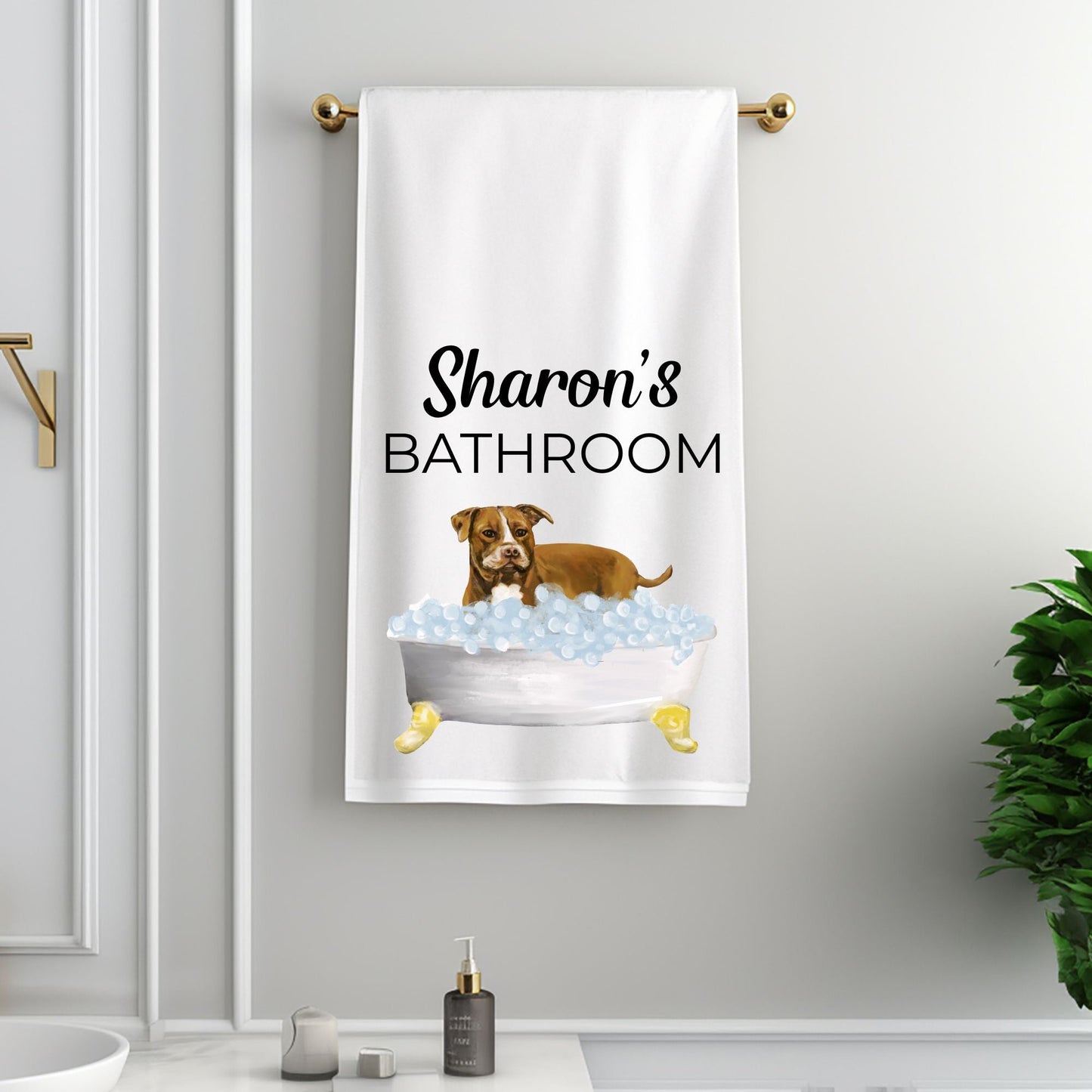 Pitbull Bathroom Towel - MerikaArt